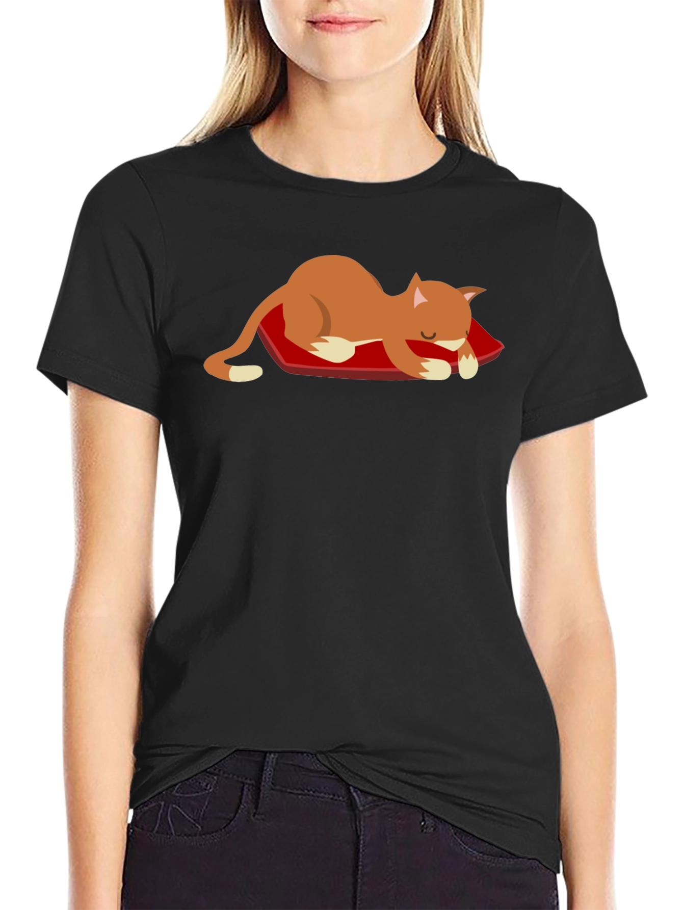 Cute Cat Nap T-Shirt - Unisex Black Tee