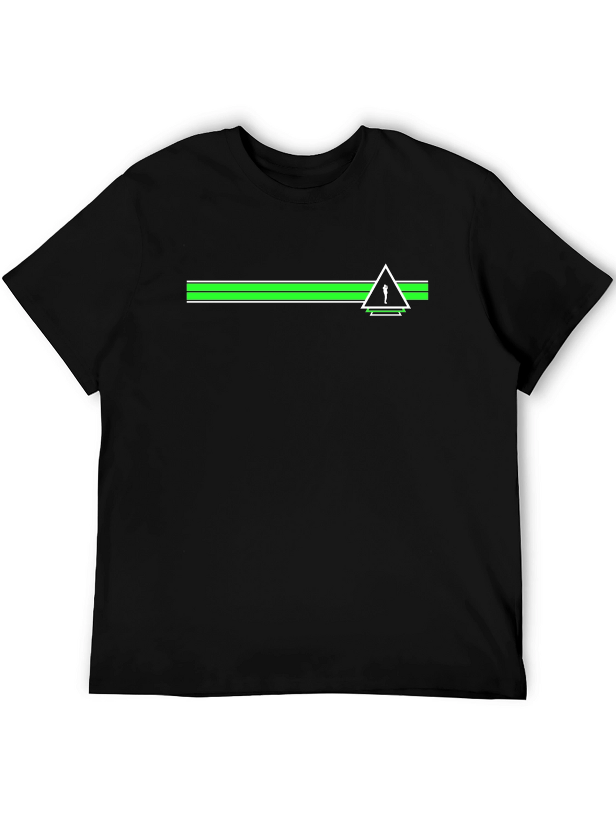 Modern Graphic Tee - Green Stripe & Triangle
