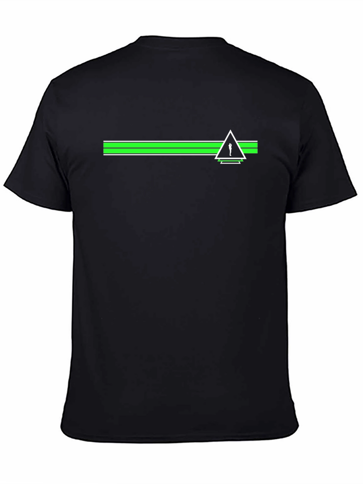 Modern Graphic Tee - Green Stripe & Triangle