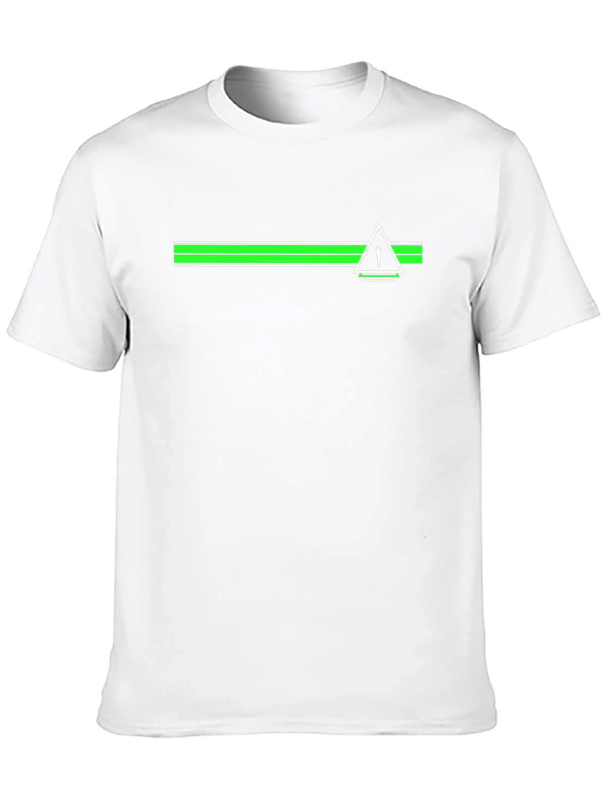 Modern Graphic Tee - Green Stripe & Triangle