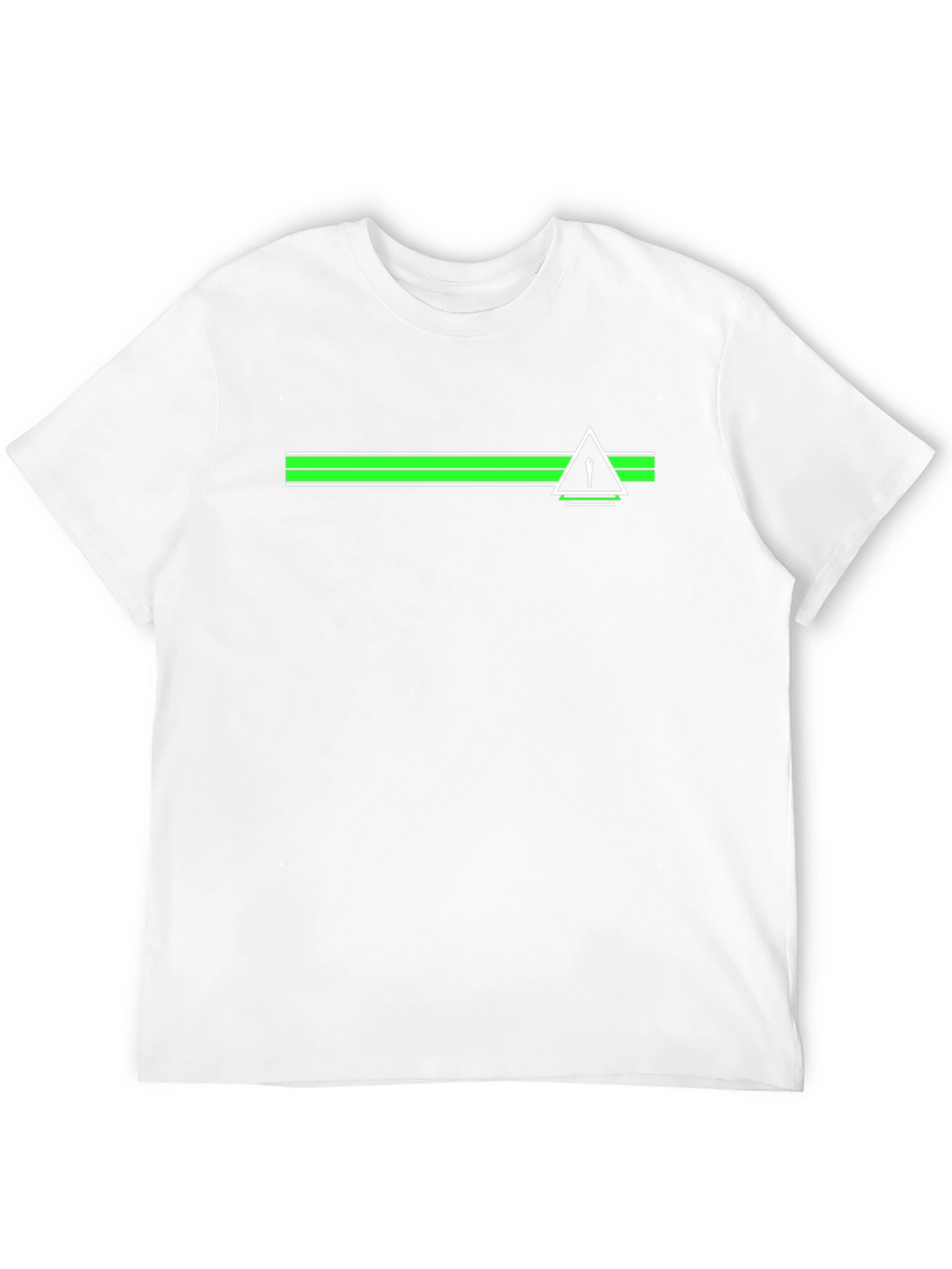 Modern Graphic Tee - Green Stripe & Triangle