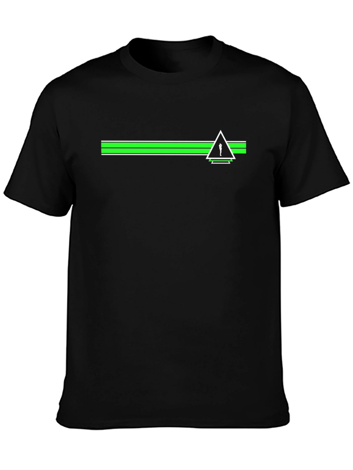 Modern Graphic Tee - Green Stripe & Triangle