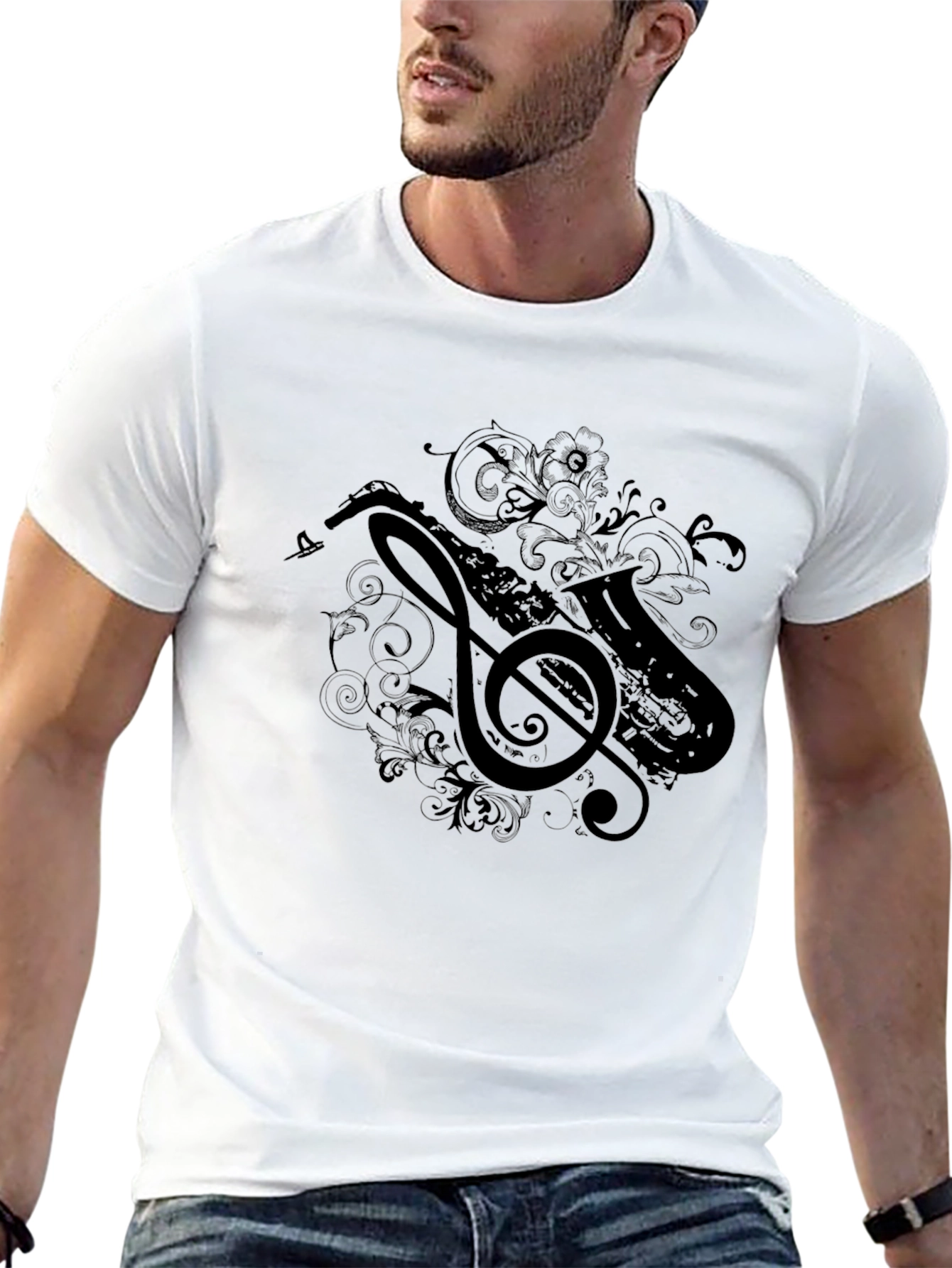 Saxophone Music T-Shirt - Black Graphic Tee