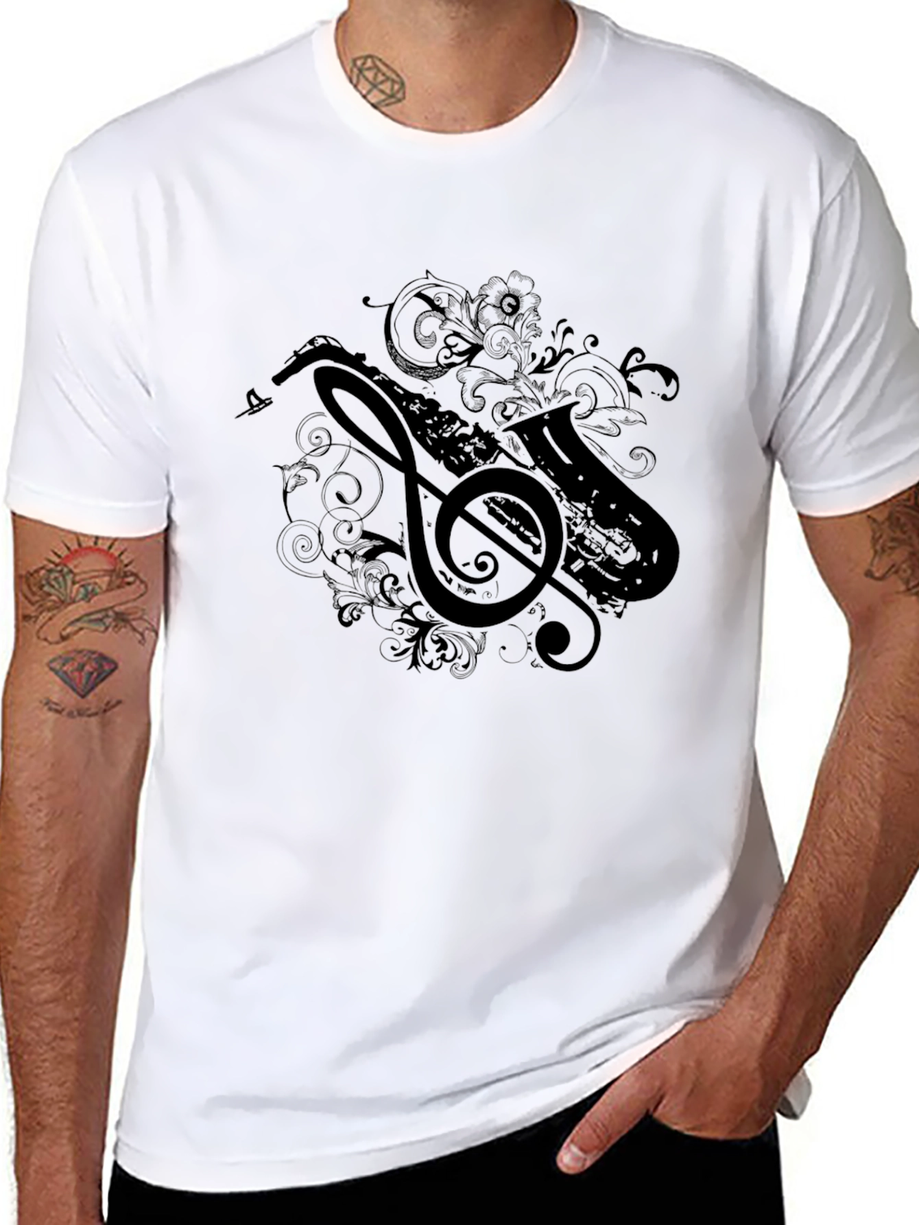 Saxophone Music T-Shirt - Black Graphic Tee