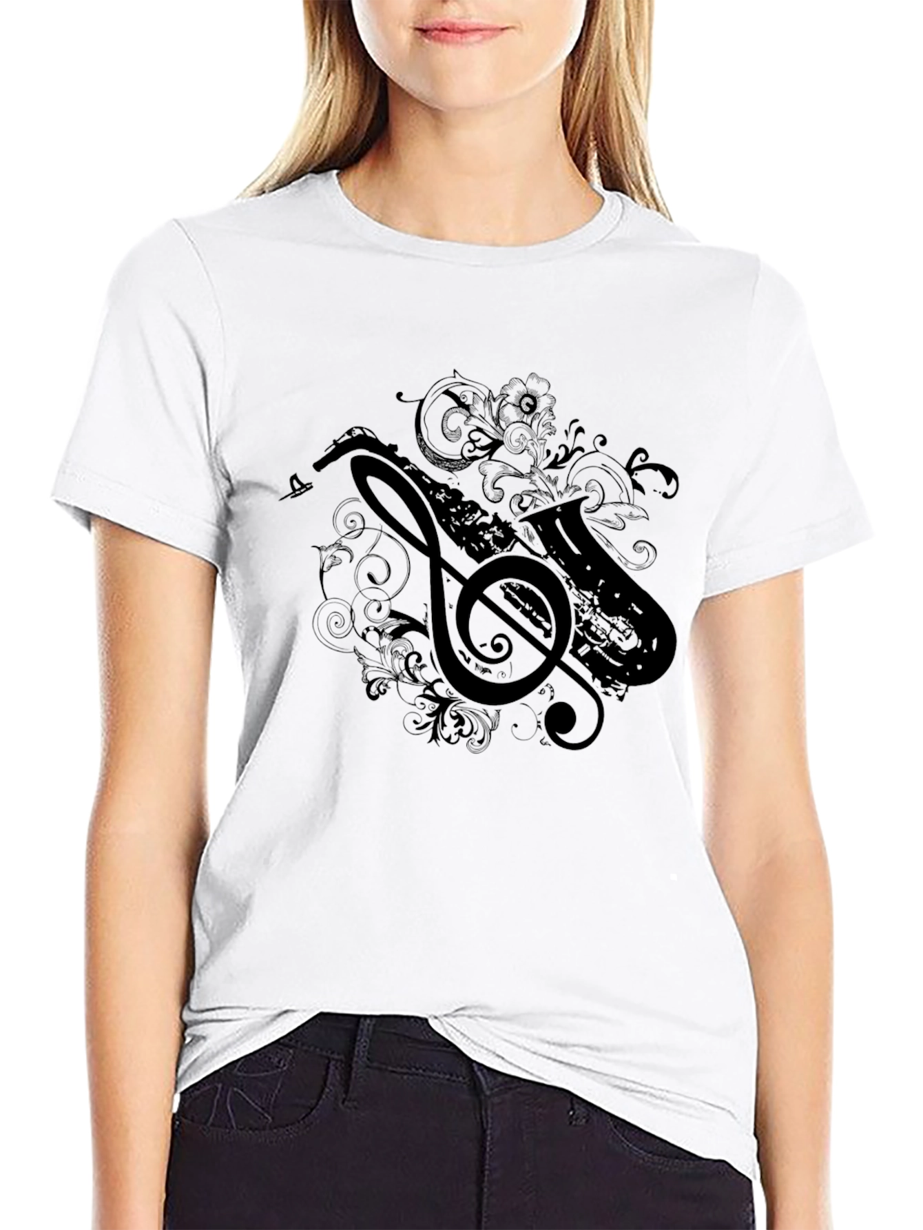 Saxophone Music T-Shirt - Black Graphic Tee