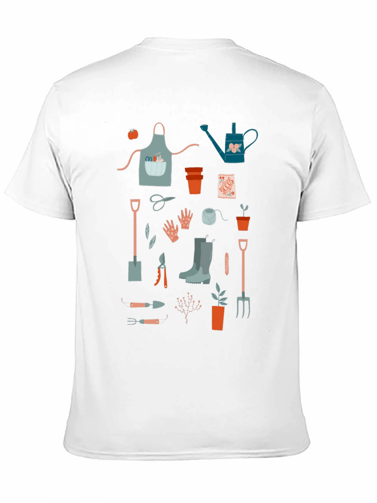 Gardening Tools Graphic Tee - Black Cotton T-Shirt