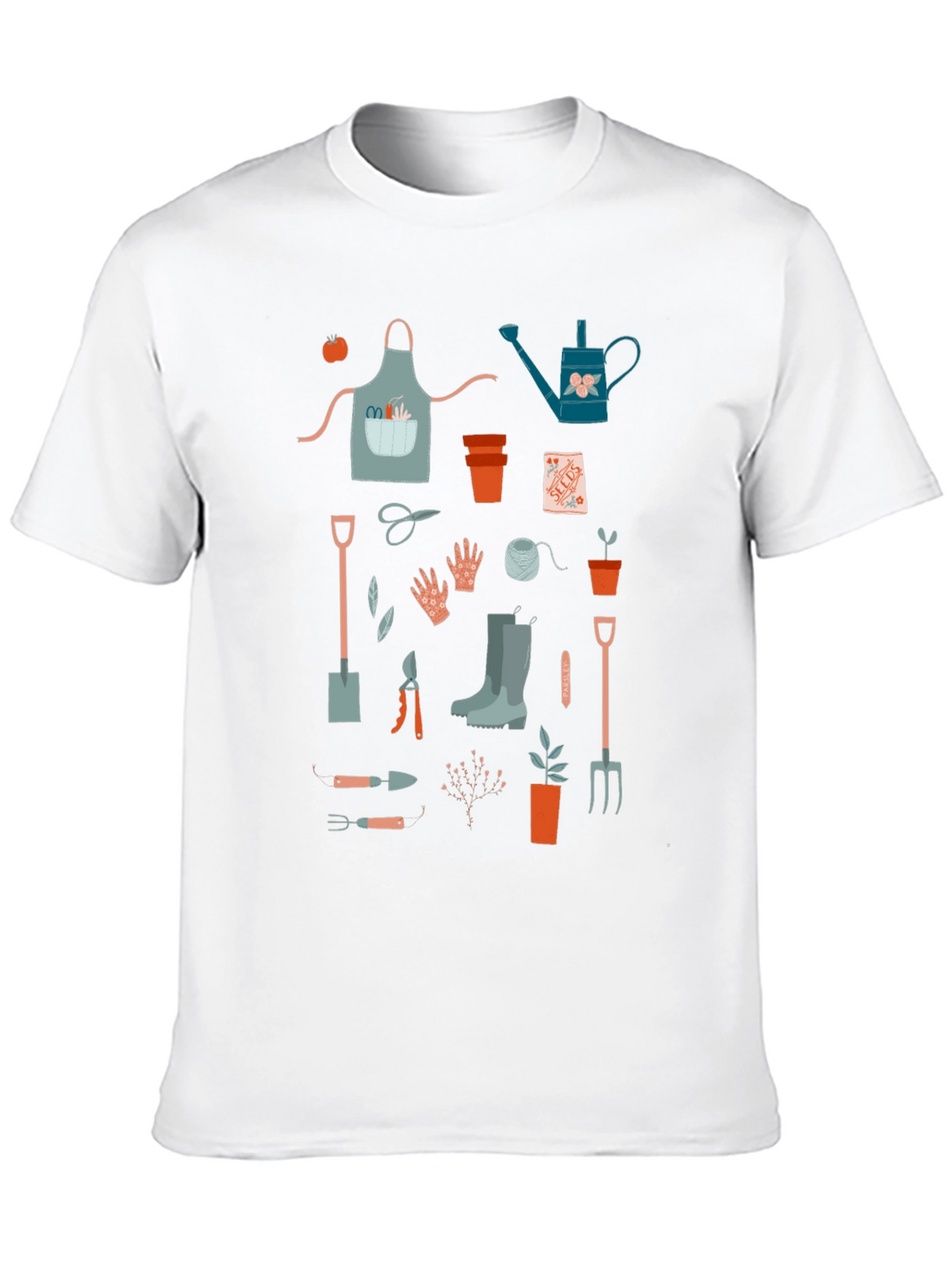 Gardening Tools Graphic Tee - Black Cotton T-Shirt