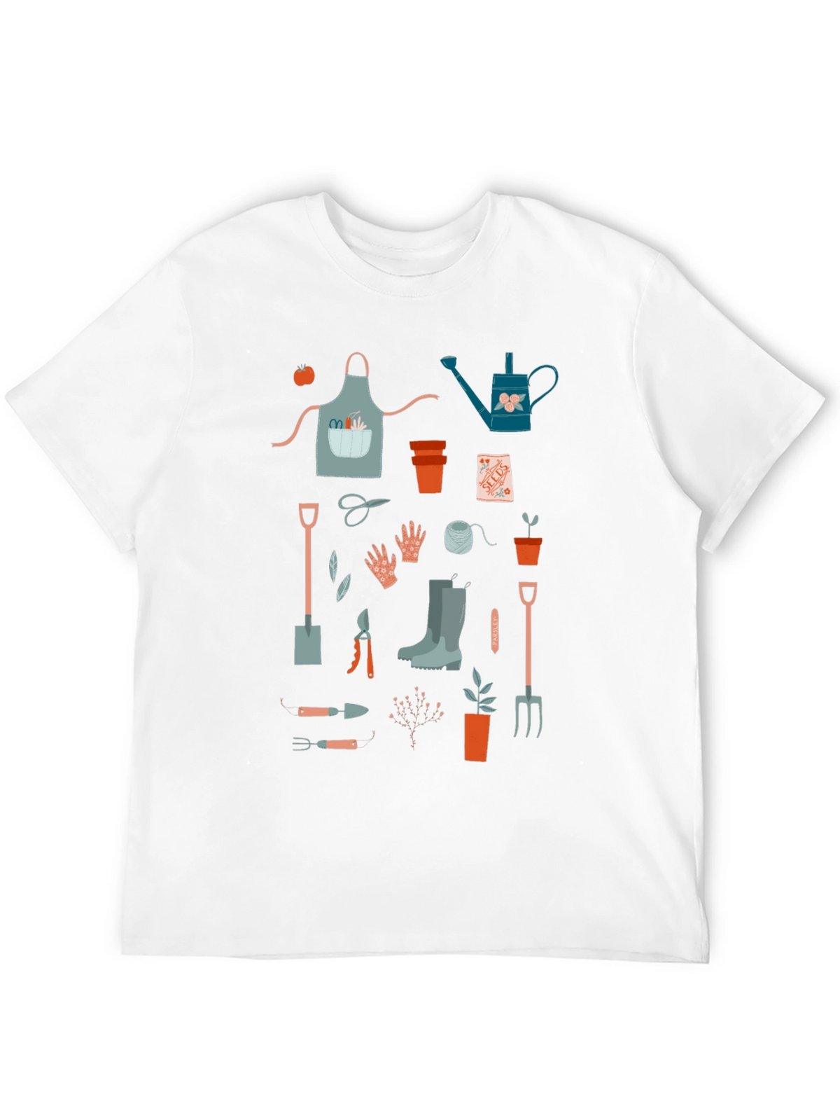 Gardening Tools Graphic Tee - Black Cotton T-Shirt