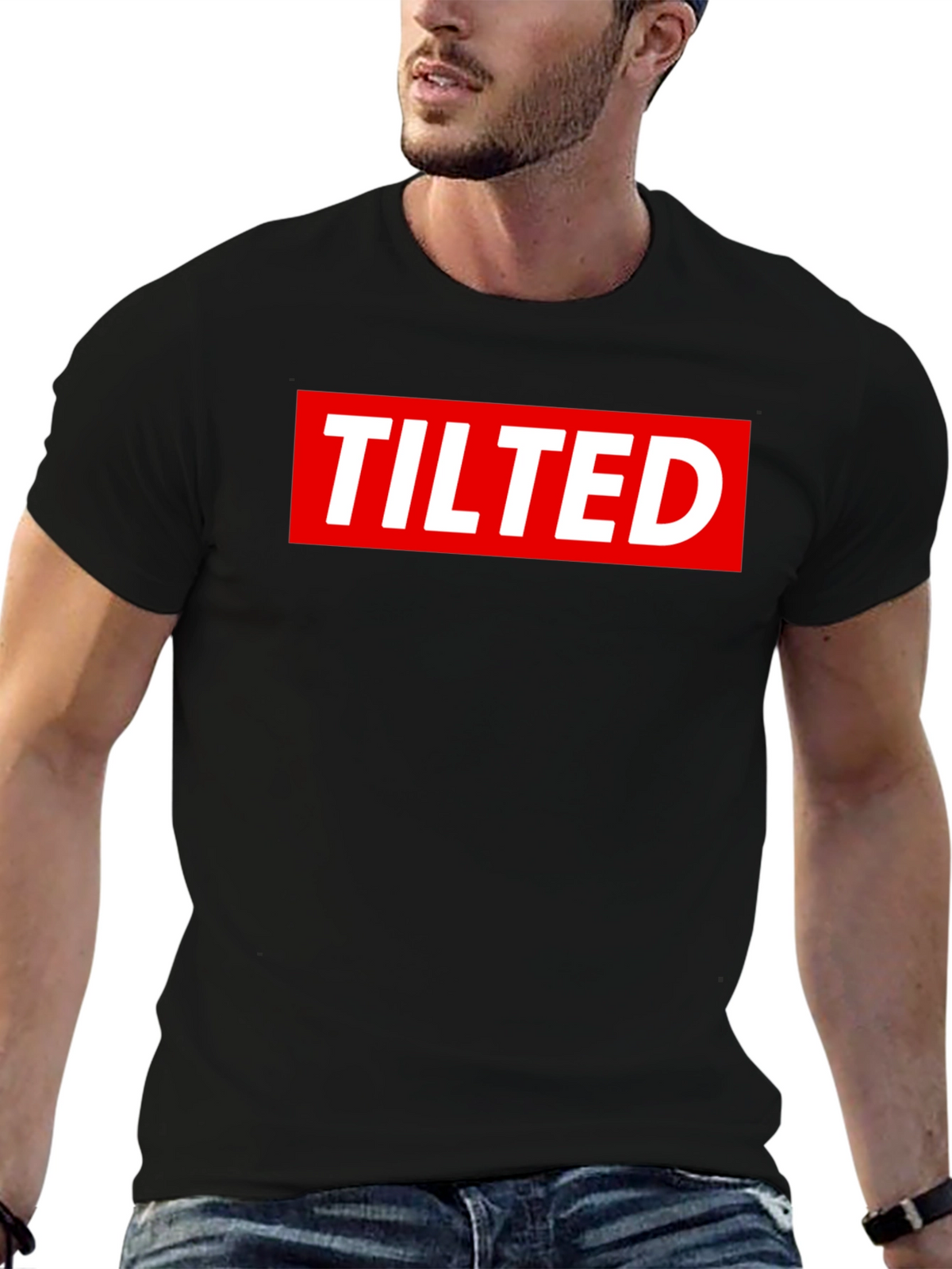 Tilted Logo Graphic Tee - Black