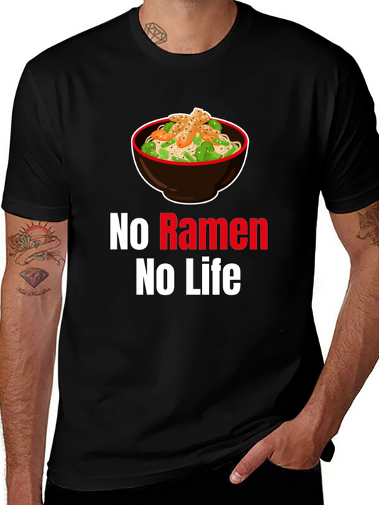 No Ramen No Life Graphic Tee - Black Crew Neck