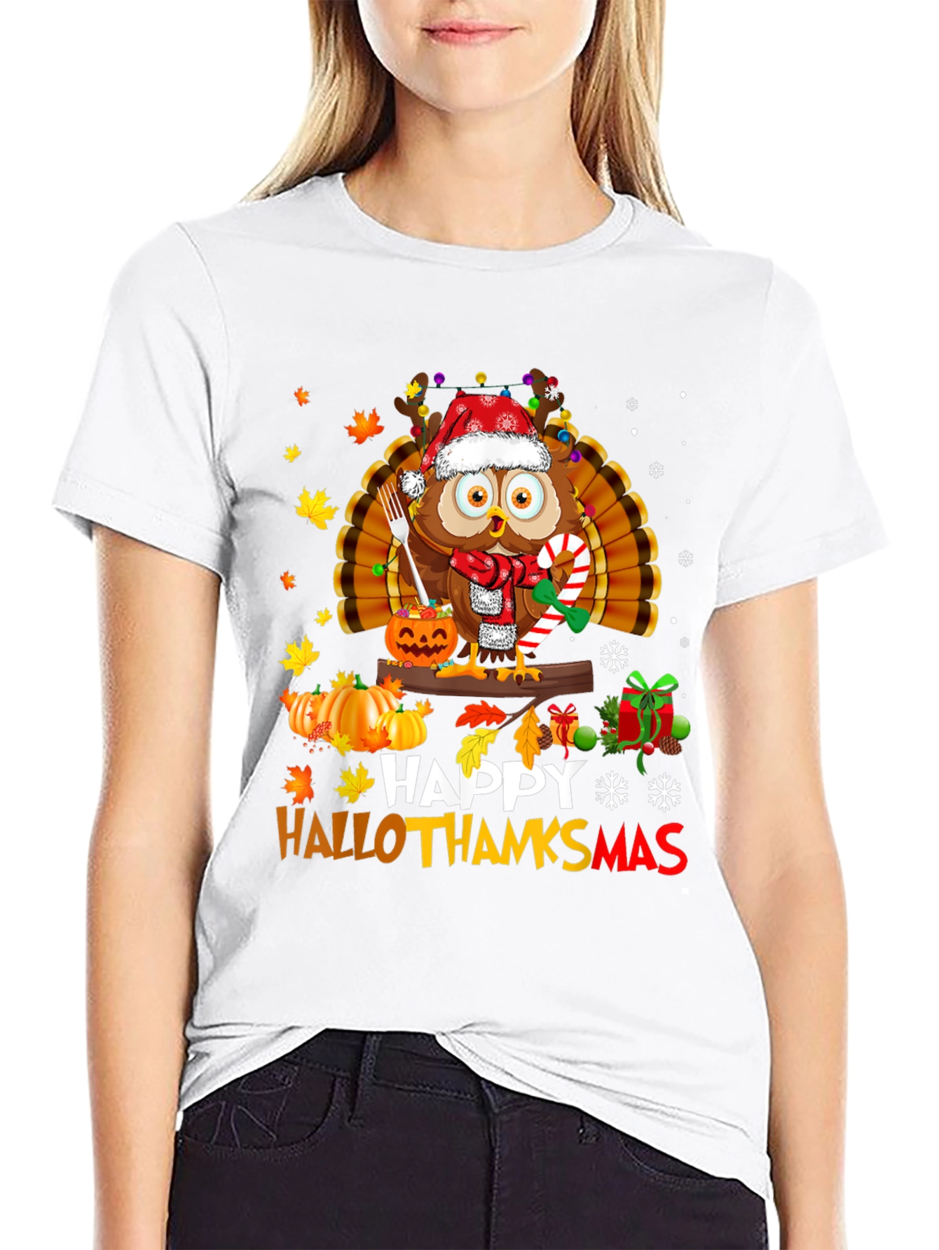 HalloThanksmas Owl T-Shirt - Holiday Tee