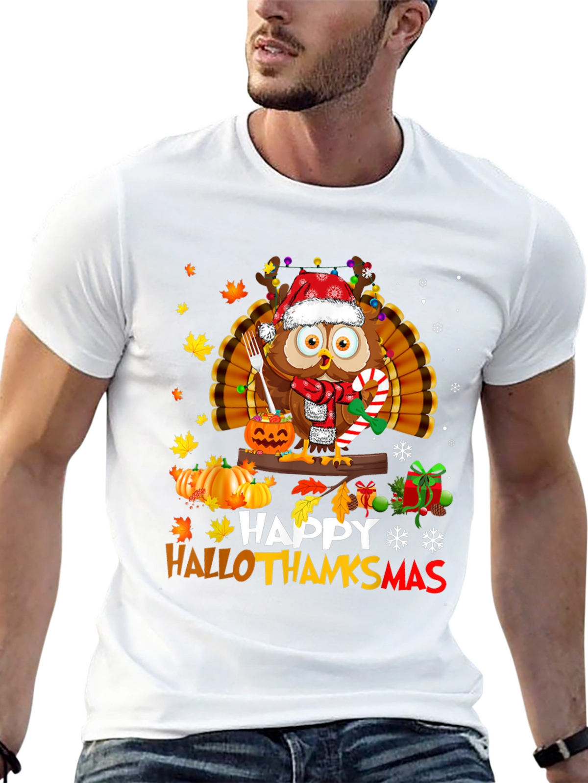 HalloThanksmas Owl T-Shirt - Holiday Tee