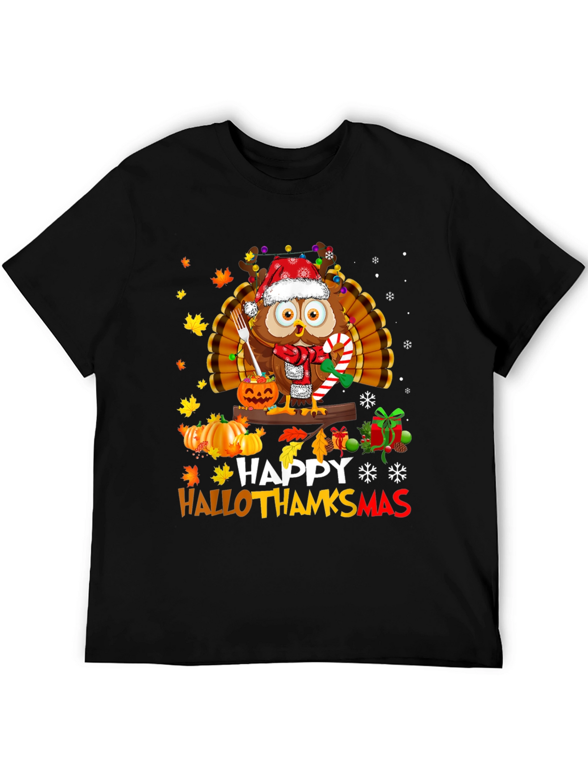 HalloThanksmas Owl T-Shirt - Holiday Tee