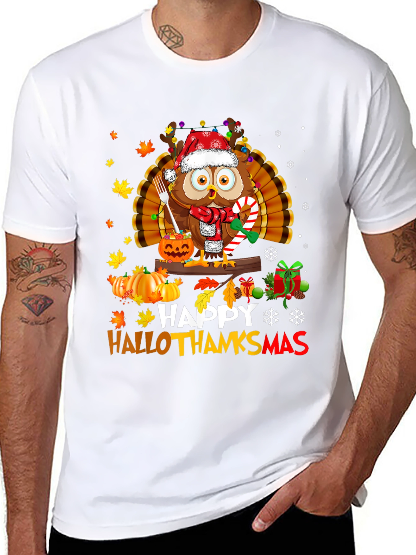 HalloThanksmas Owl T-Shirt - Holiday Tee
