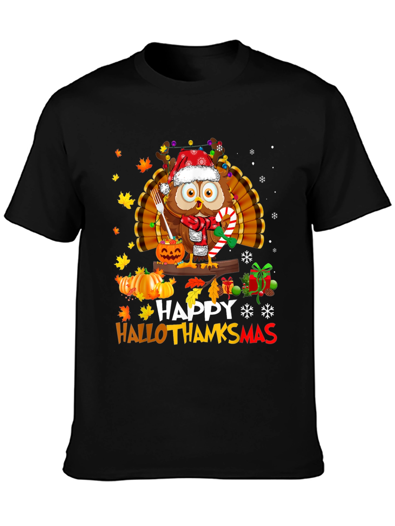 HalloThanksmas Owl T-Shirt - Holiday Tee