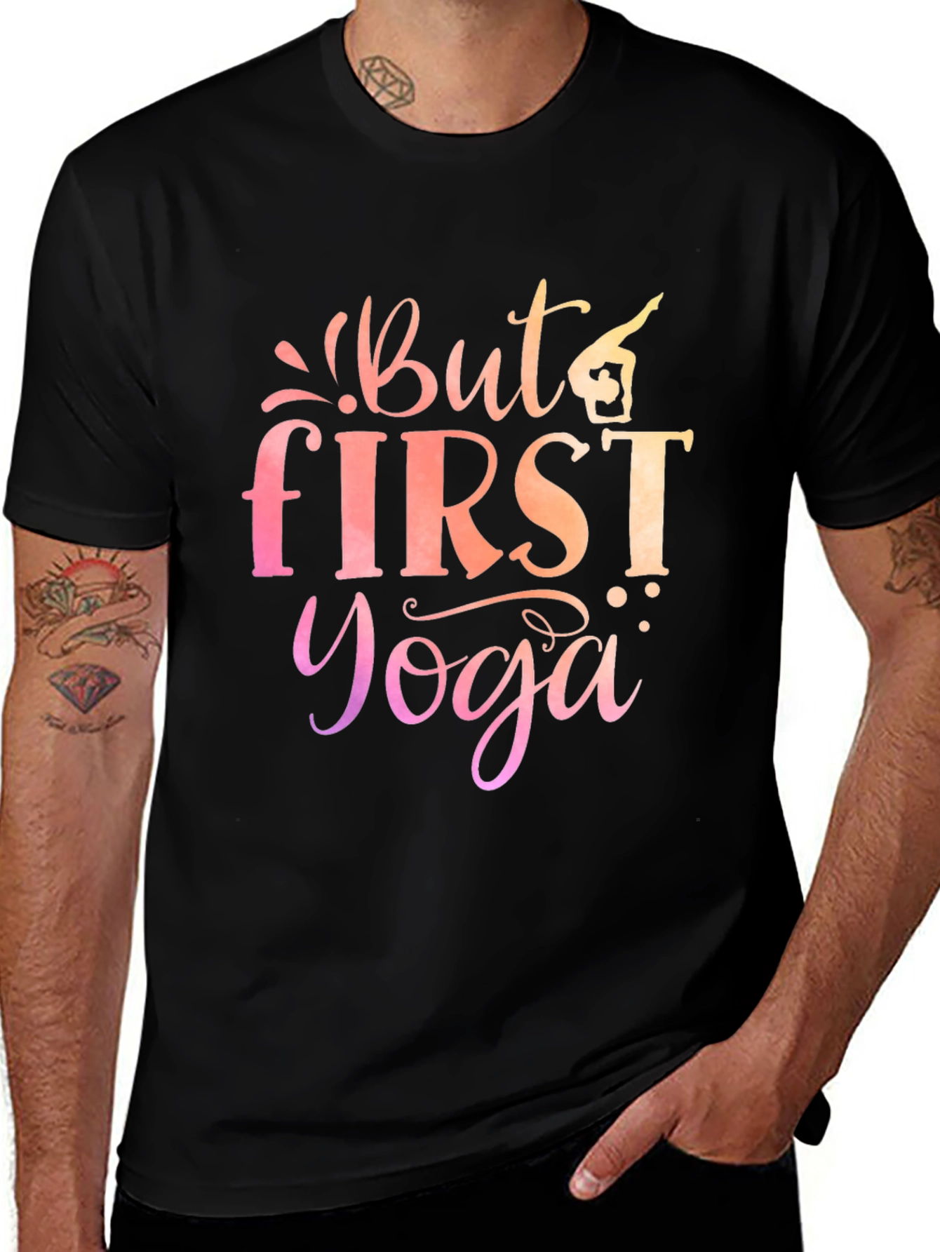 But First Yoga Graphic Tee - Mens Black T-Shirt