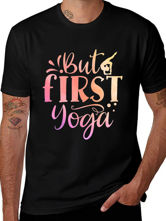 But First Yoga Graphic Tee - Mens Black T-Shirt