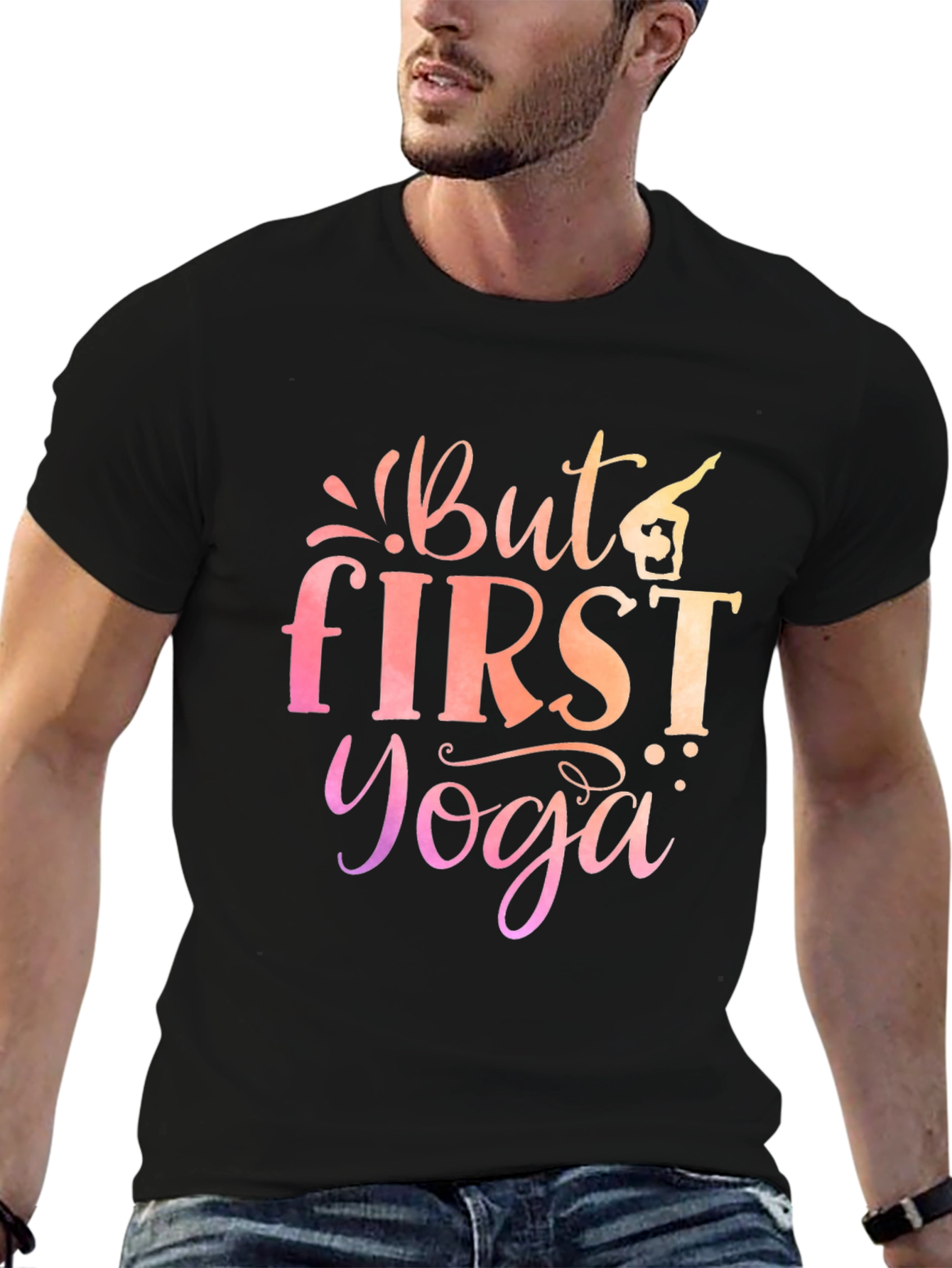 But First Yoga Graphic Tee - Mens Black T-Shirt