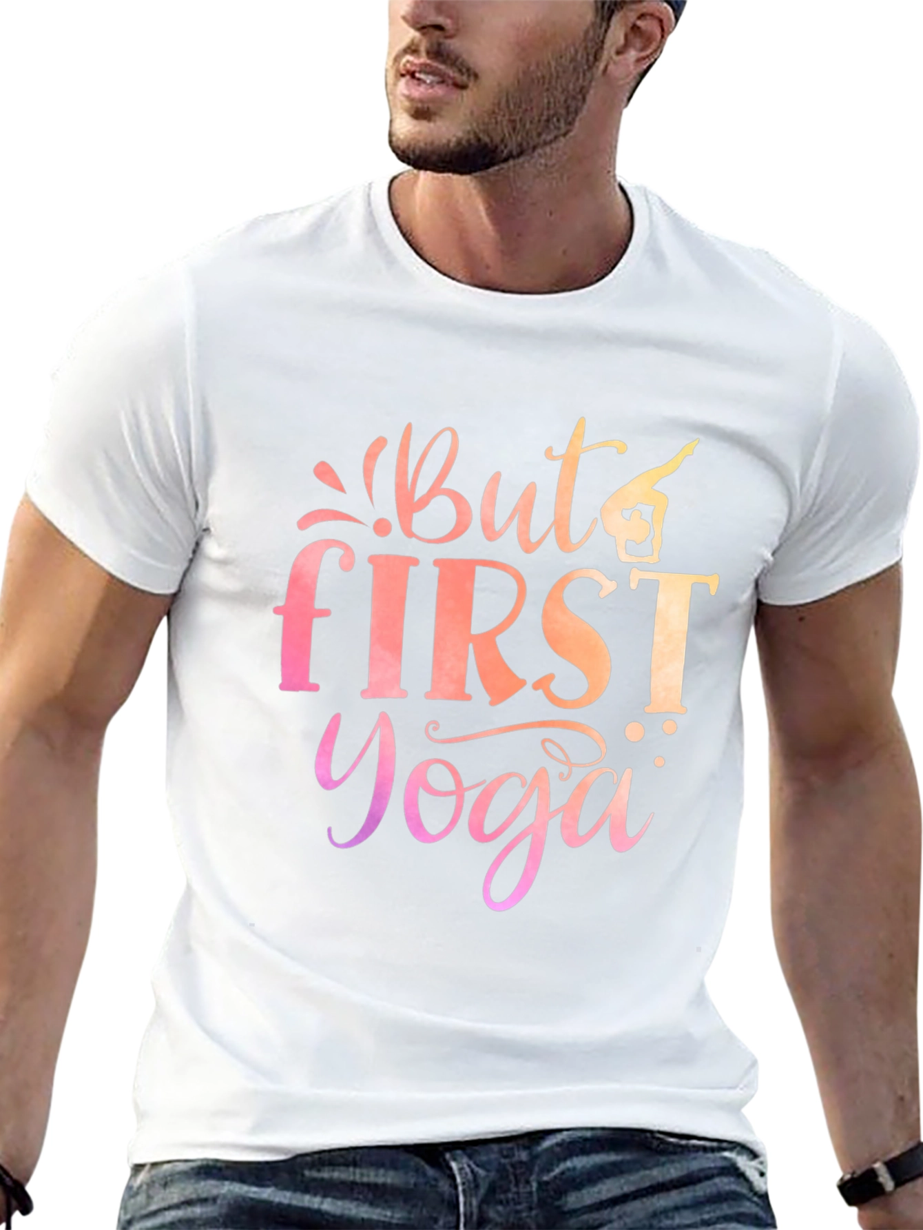 But First Yoga Graphic Tee - Mens Black T-Shirt