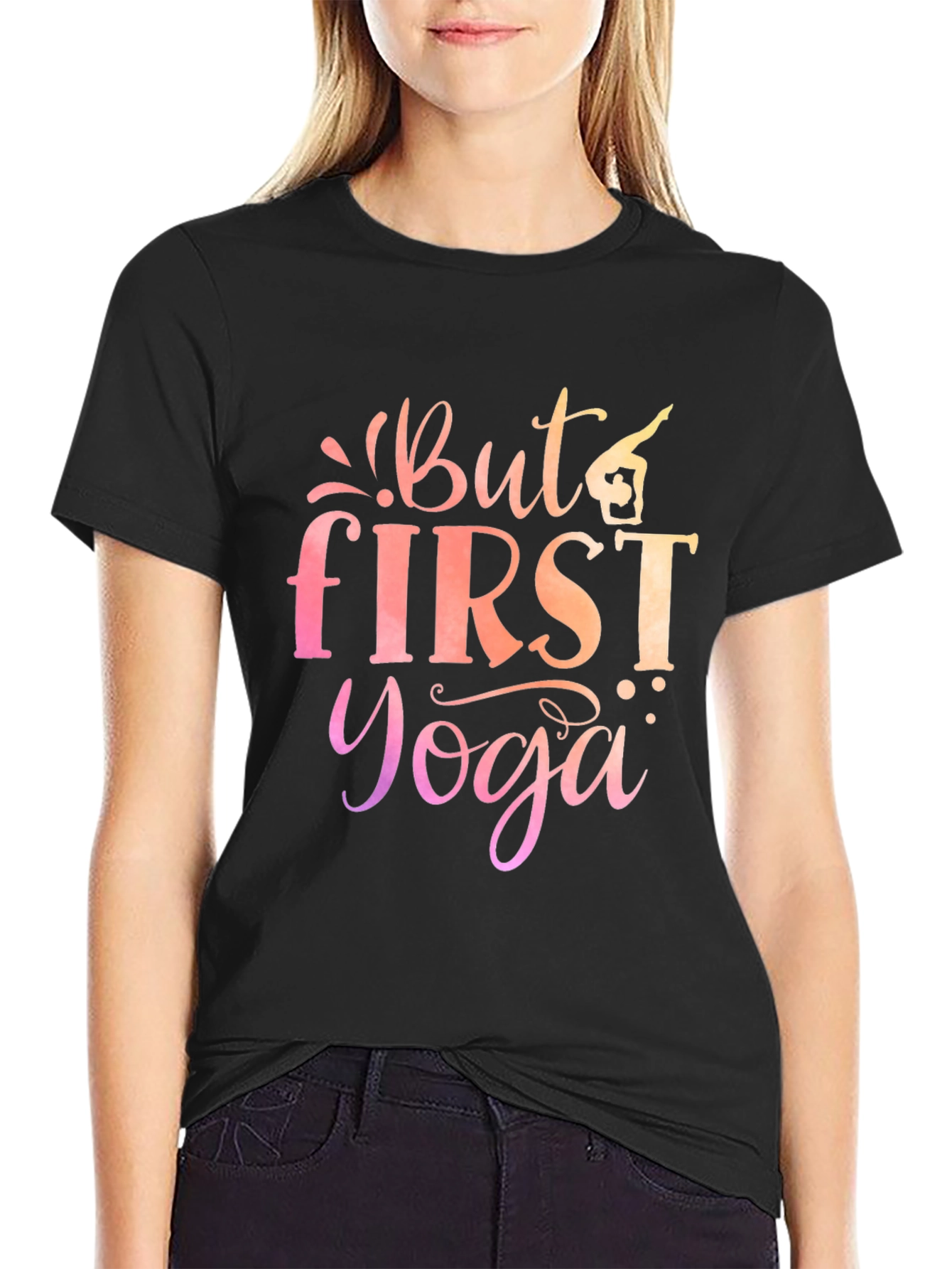 But First Yoga Graphic Tee - Mens Black T-Shirt
