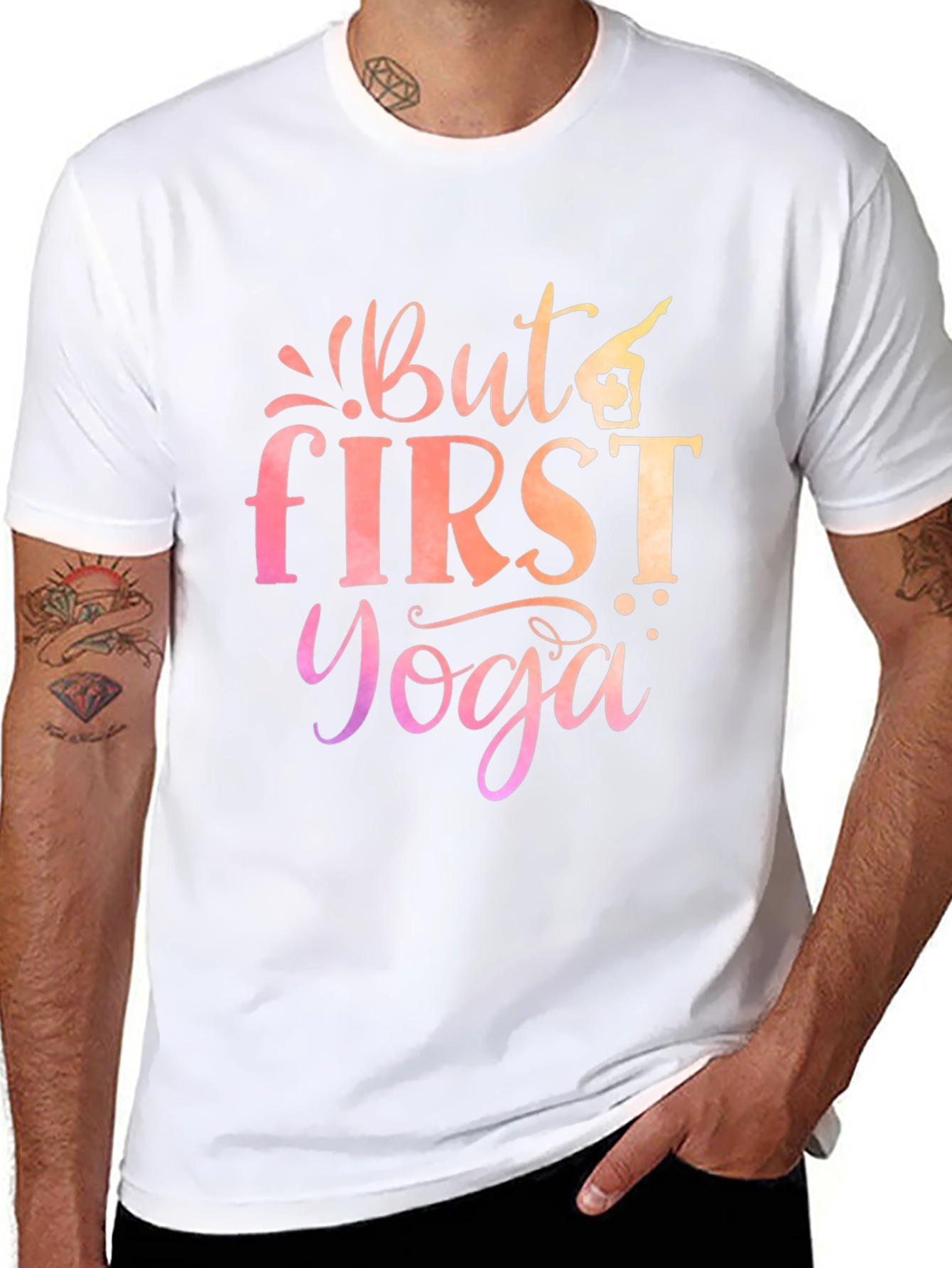 But First Yoga Graphic Tee - Mens Black T-Shirt