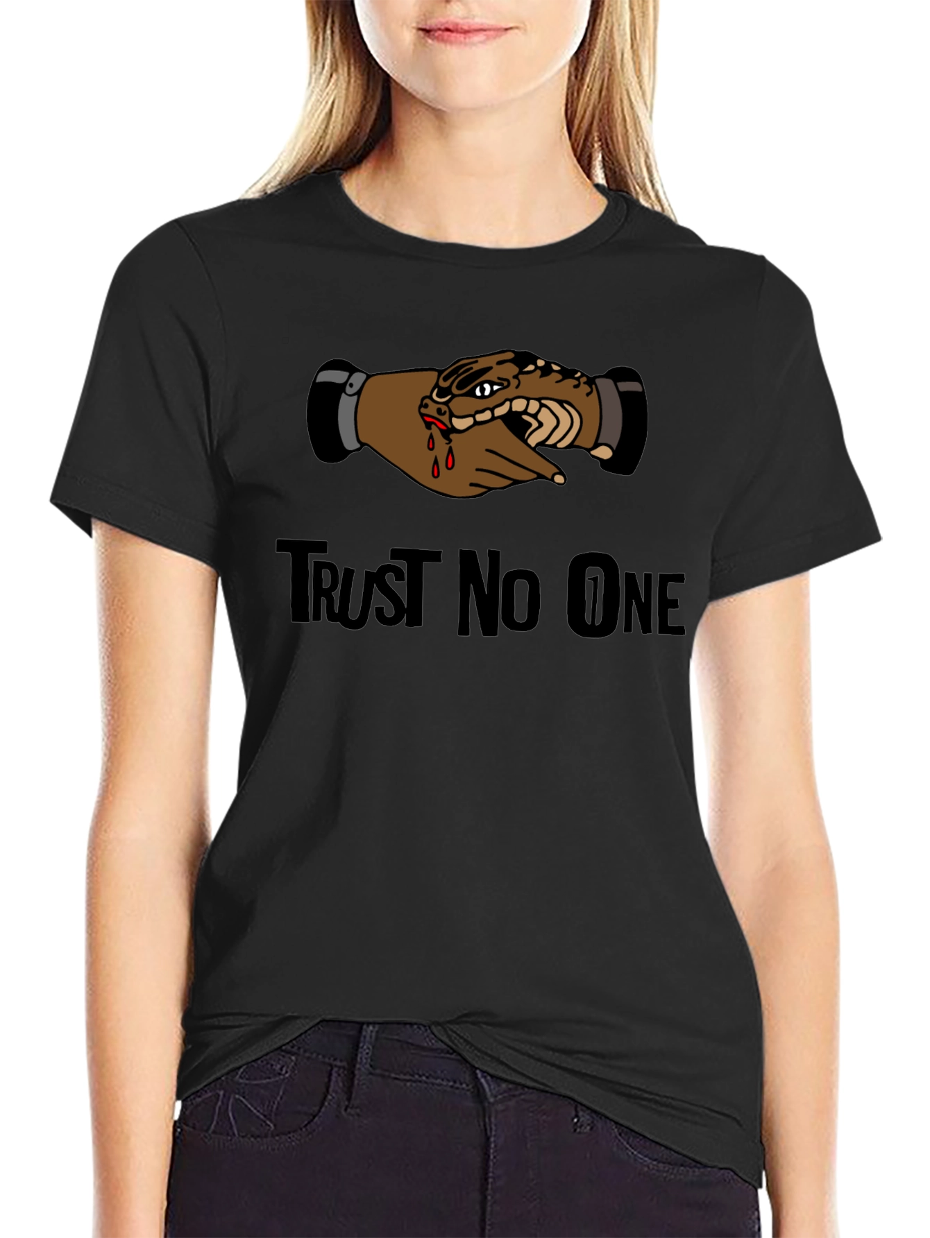 Trust No One Snake Handshake Graphic Tee