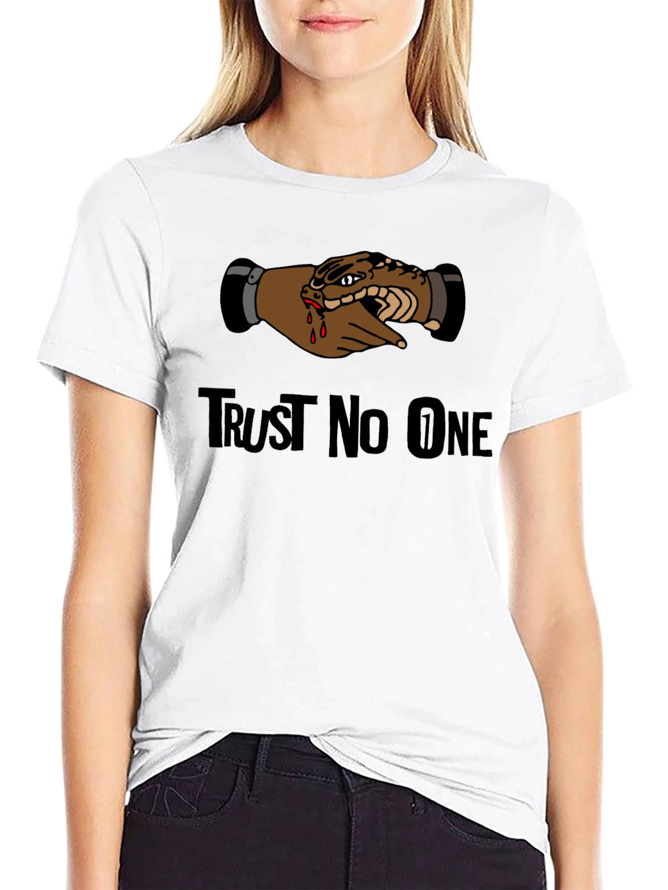 Trust No One Snake Handshake Graphic Tee