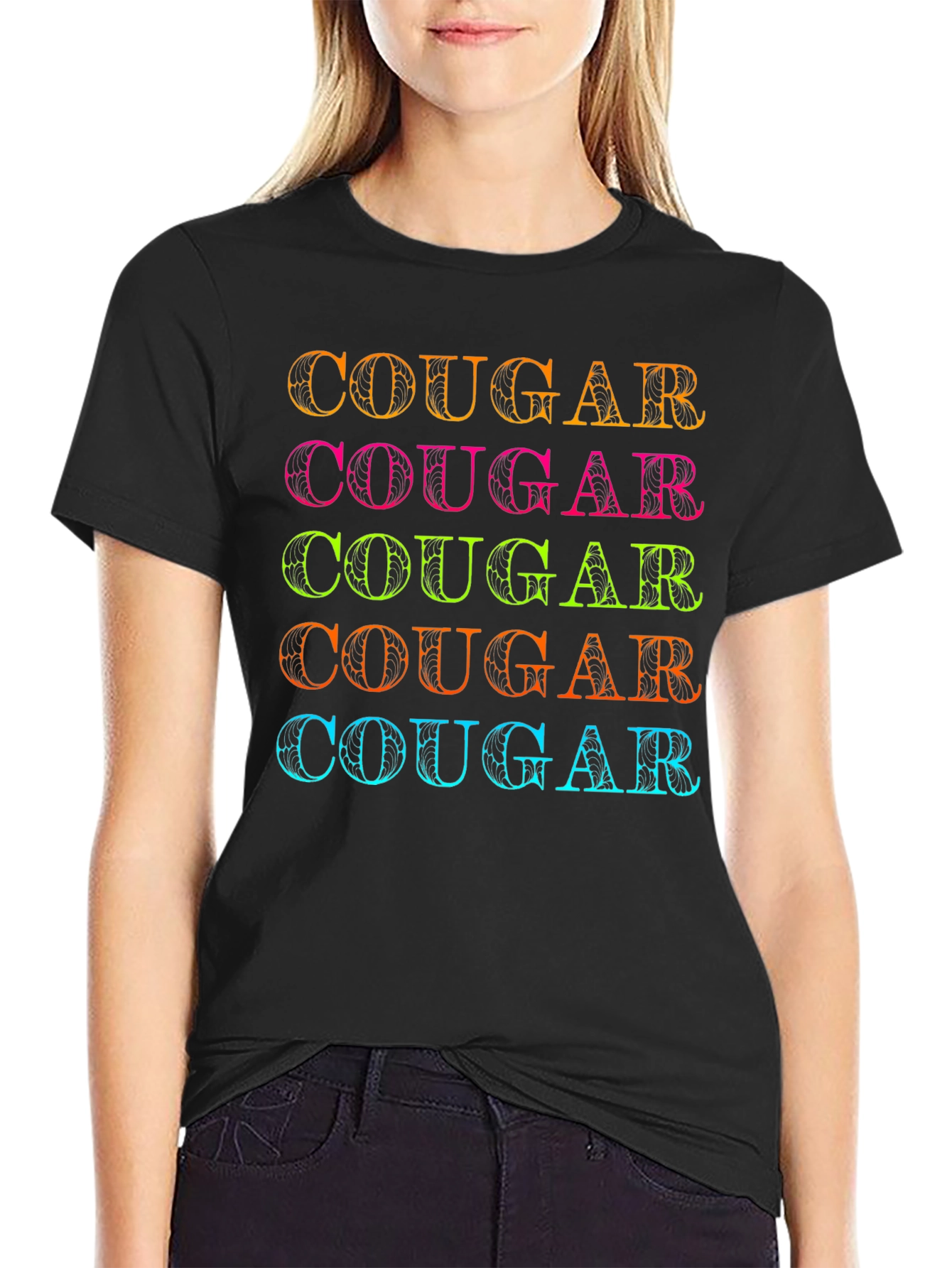 Neon Cougar Graphic T-Shirt