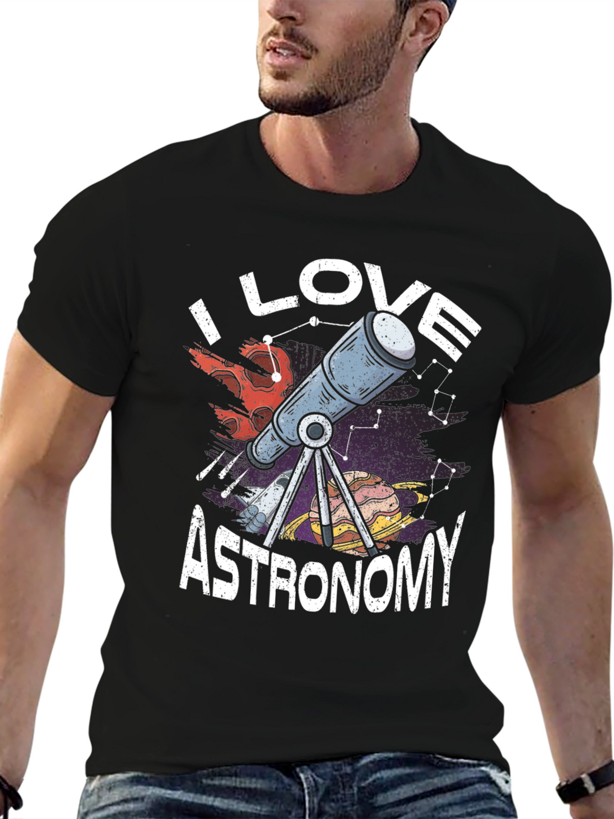 I Love Astronomy Graphic Tee Shirt