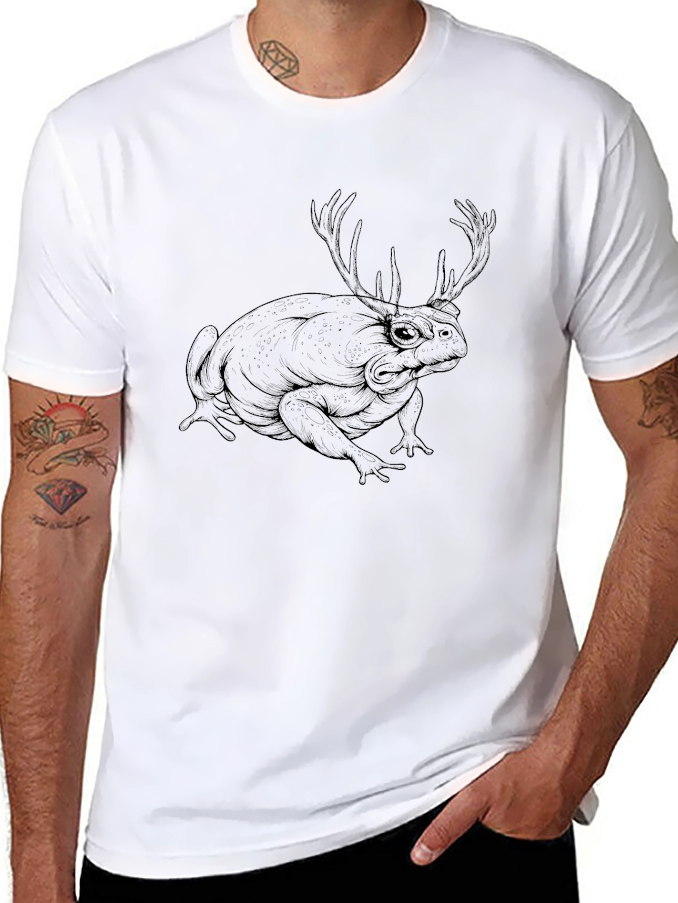 Antler Frog Graphic Tee - Unique Design