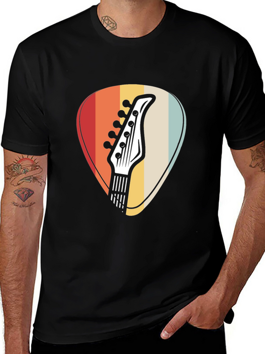 Retro Guitar Pick Graphic Tee - Vintage Music Lover Shirt