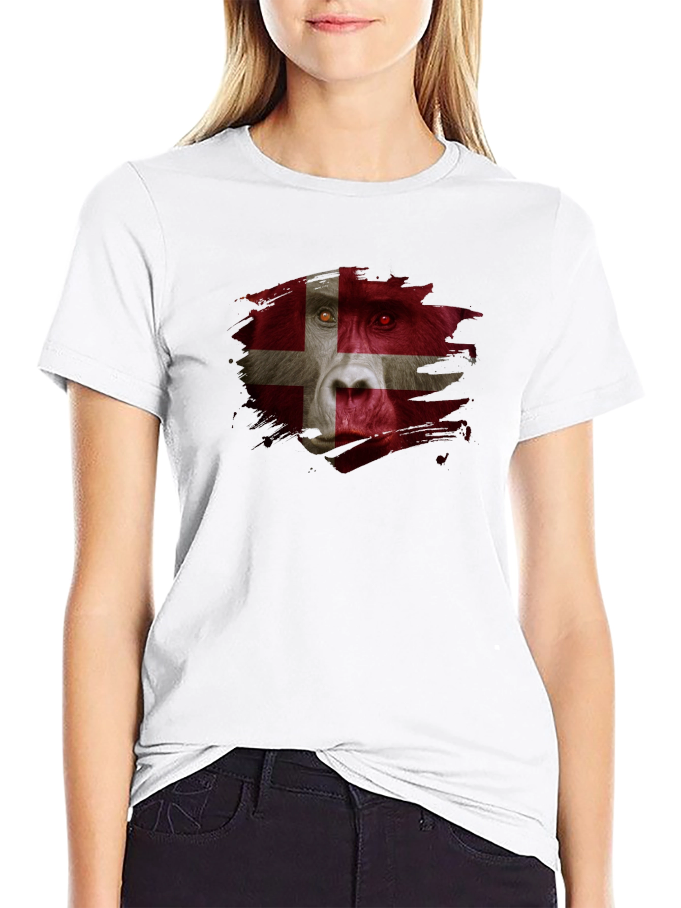 Danish Flag Gorilla Graphic T-Shirt
