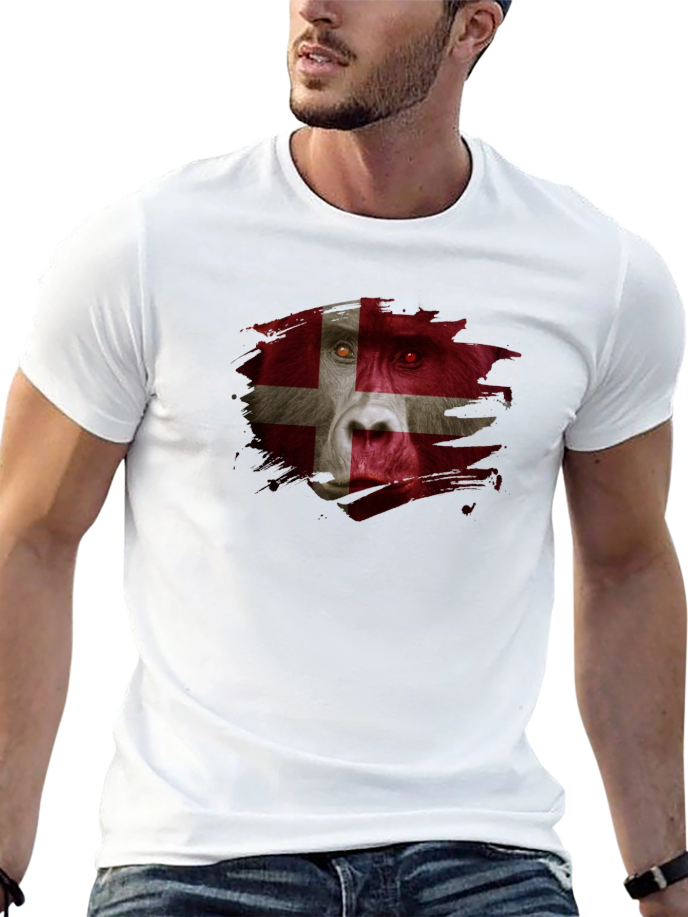 Danish Flag Gorilla Graphic T-Shirt