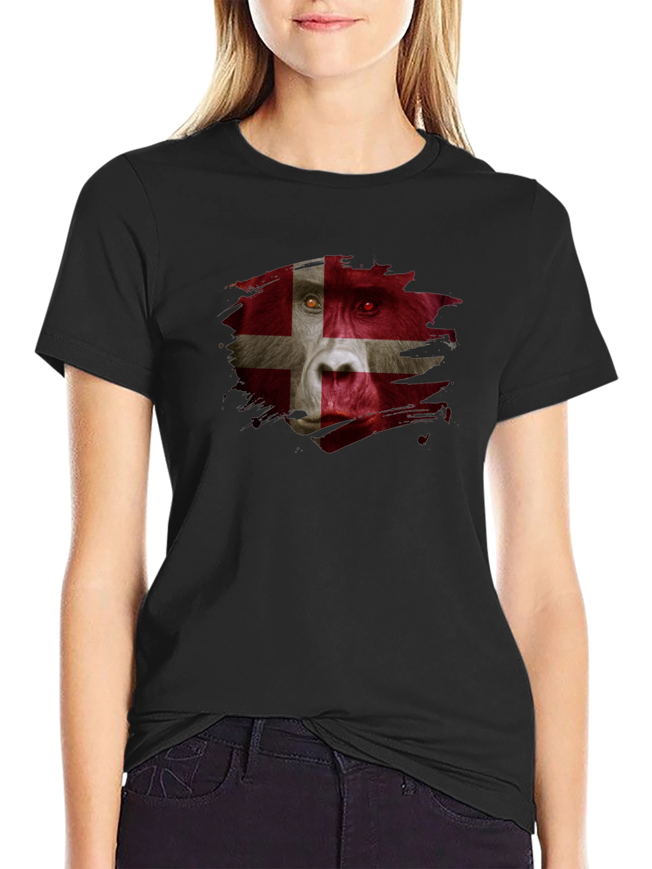 Danish Flag Gorilla Graphic T-Shirt