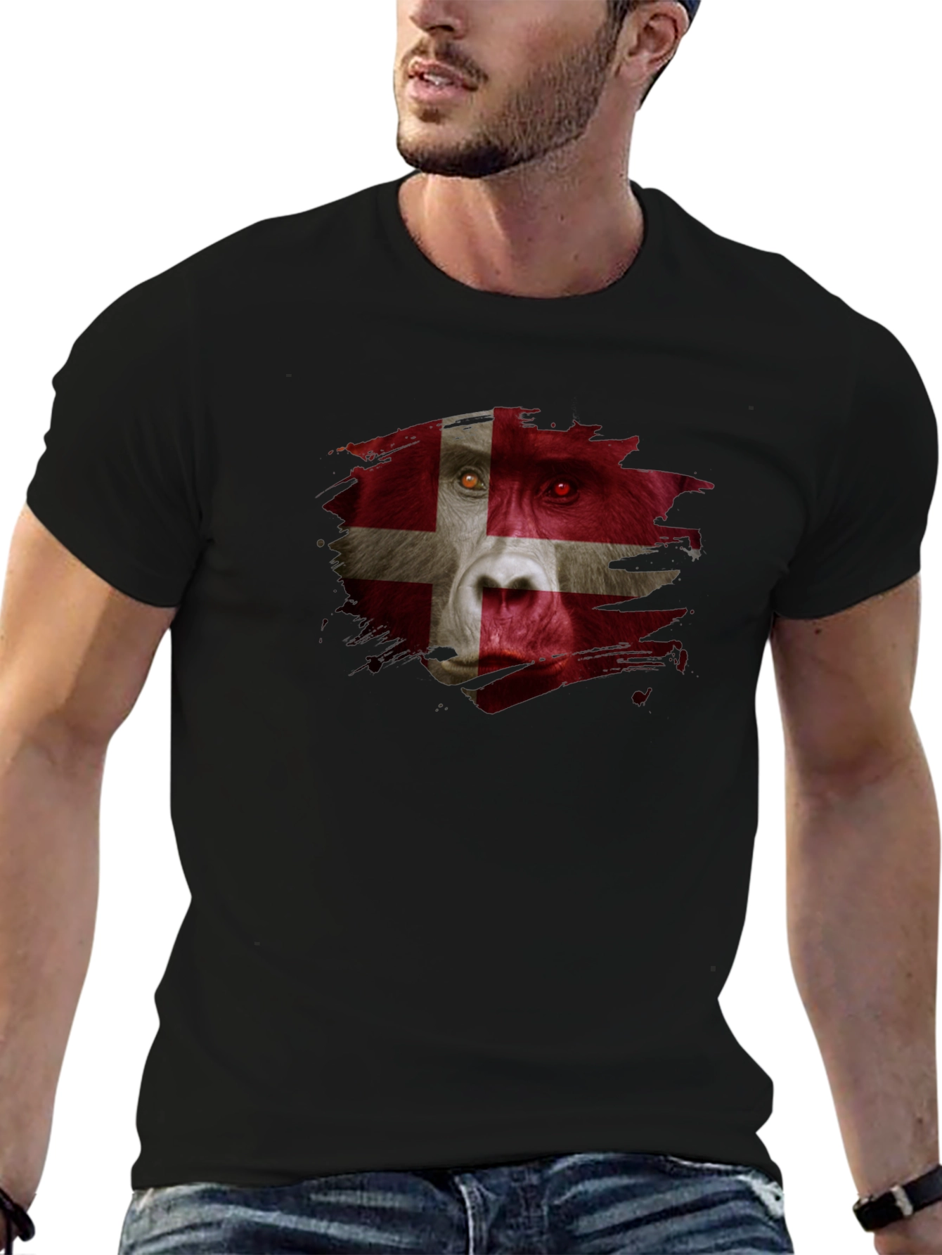 Danish Flag Gorilla Graphic T-Shirt