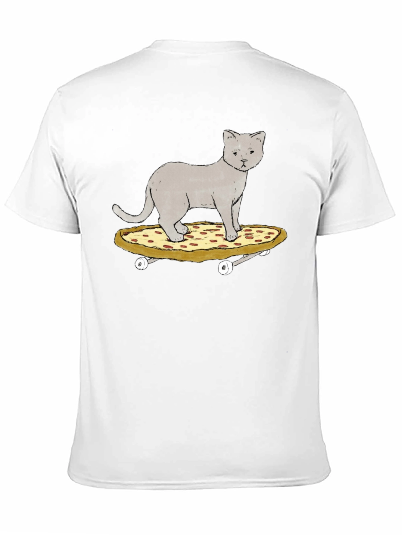 Cat Riding Pizza Skateboard T-Shirt