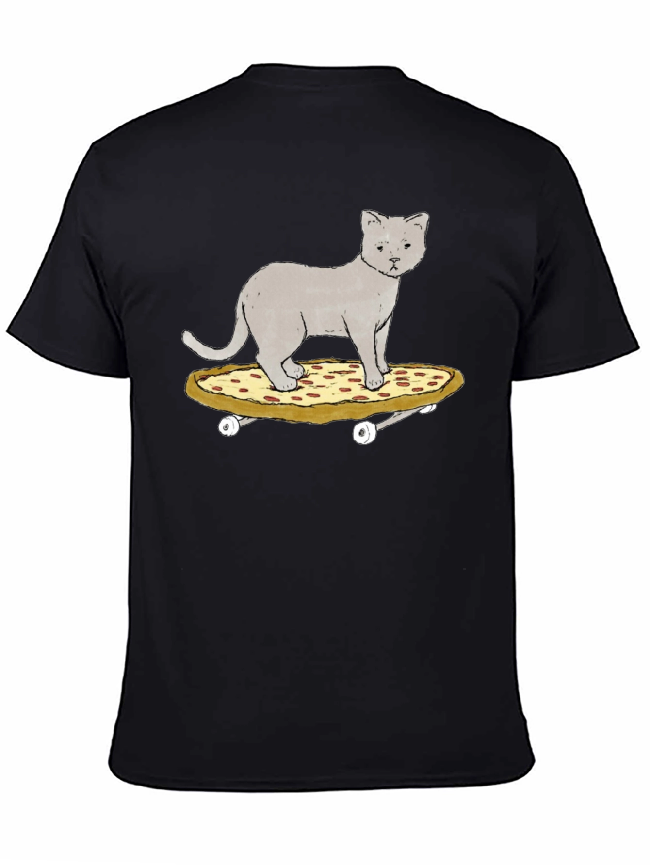 Cat Riding Pizza Skateboard T-Shirt