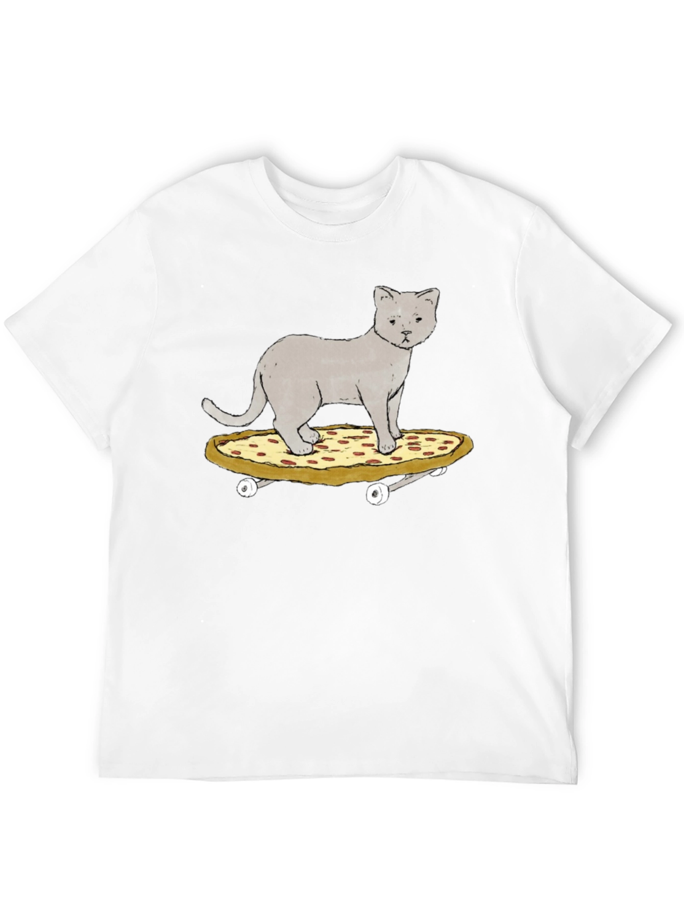 Cat Riding Pizza Skateboard T-Shirt