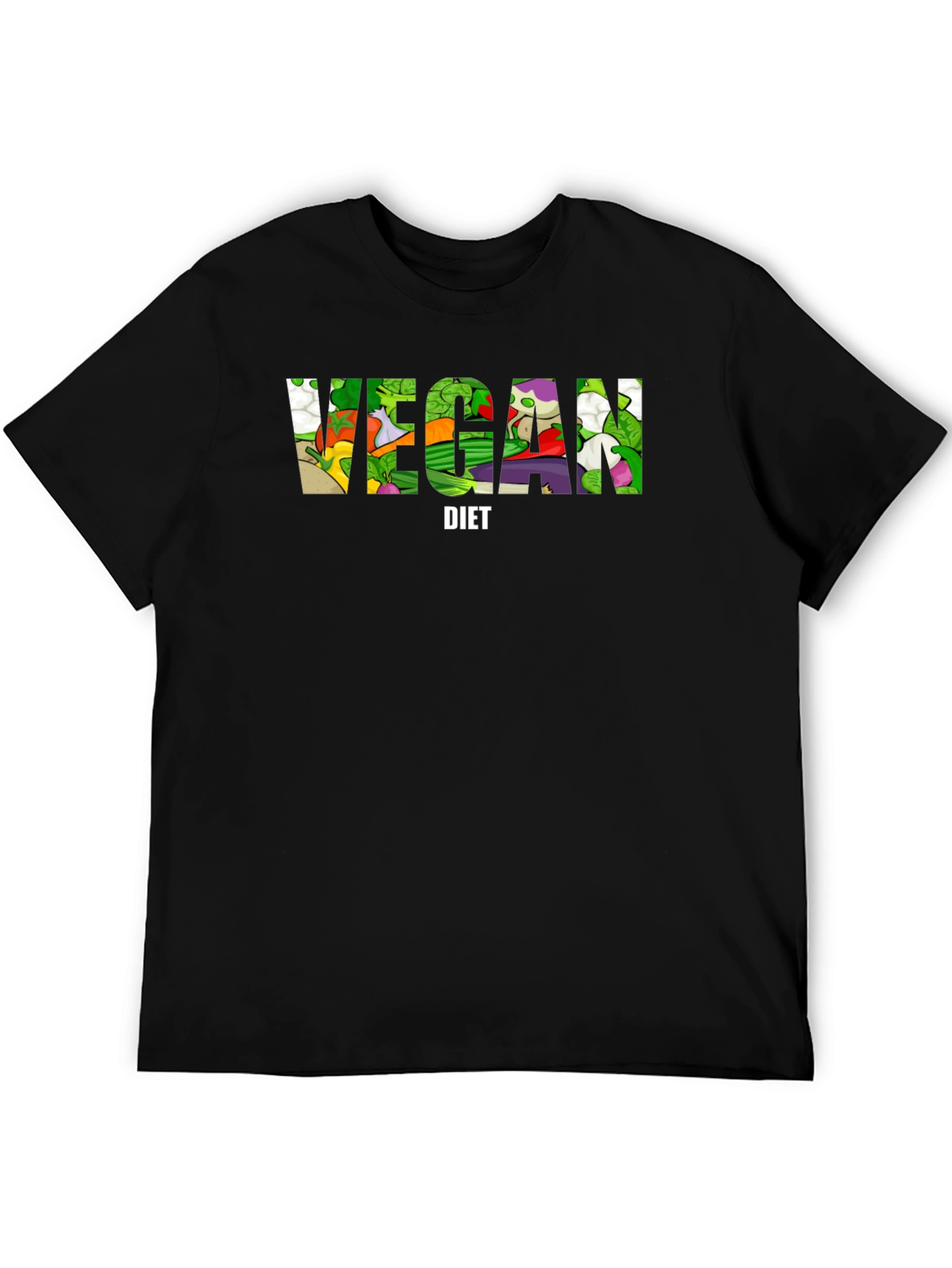 Vegan Diet T-Shirt - Black Cotton Graphic Tee