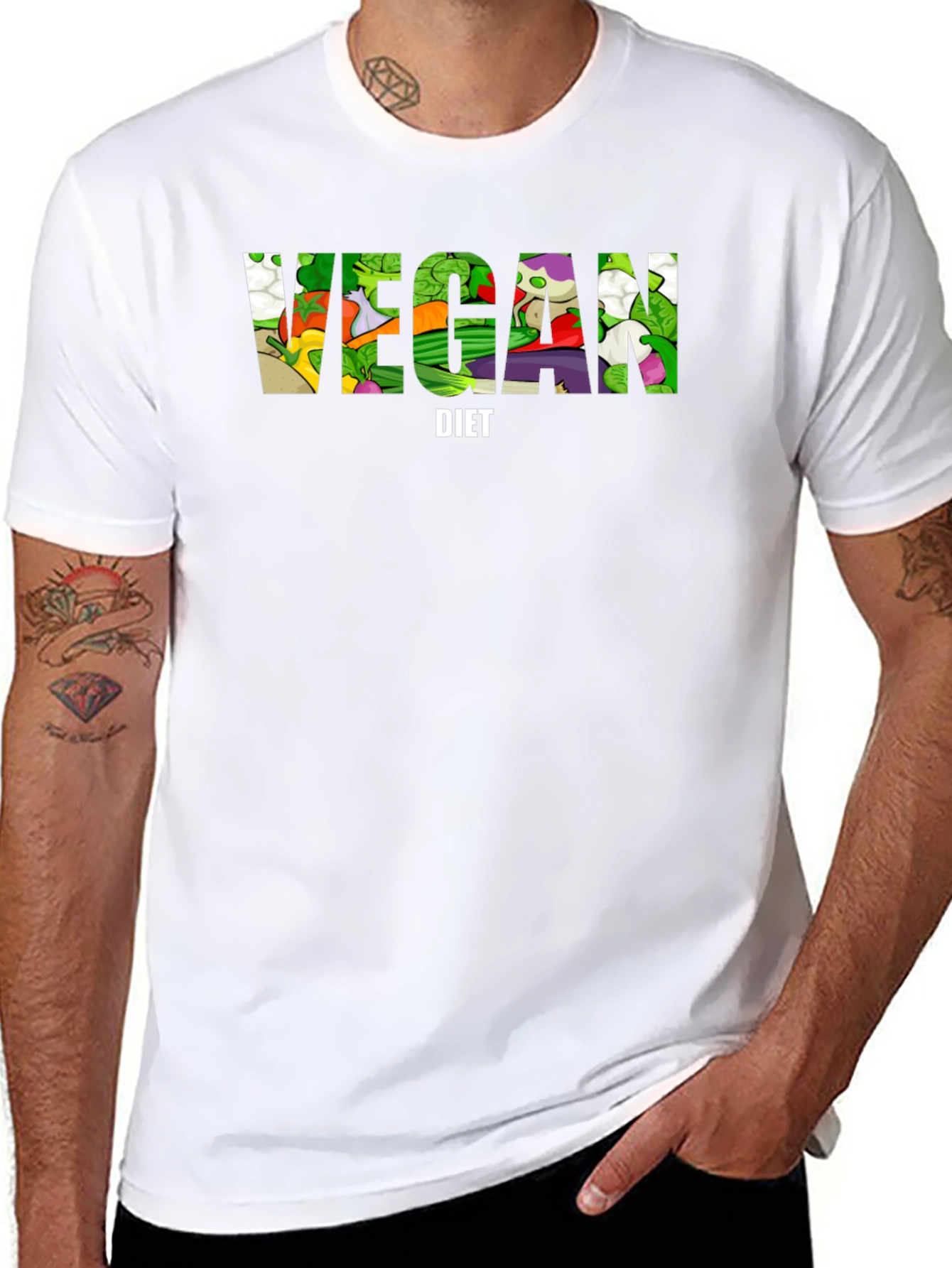 Vegan Diet T-Shirt - Black Cotton Graphic Tee