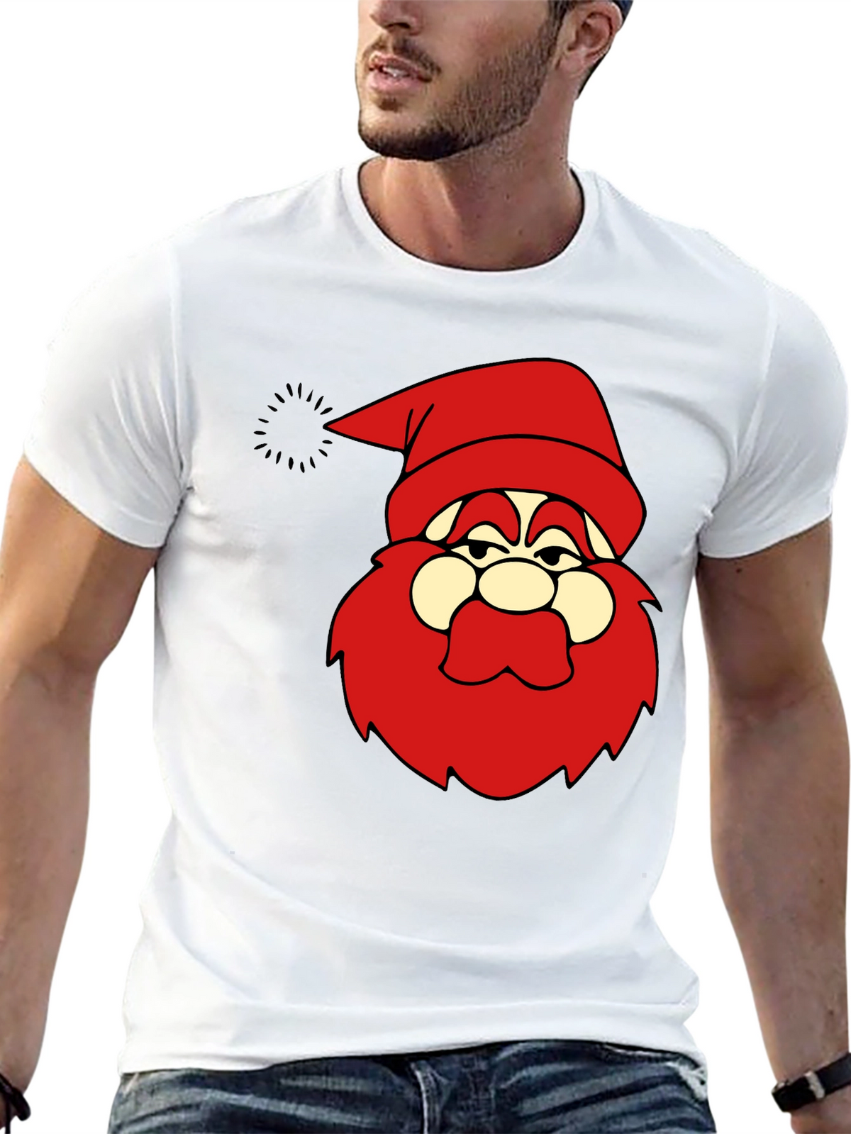 Funny Santa Graphic Black T-Shirt