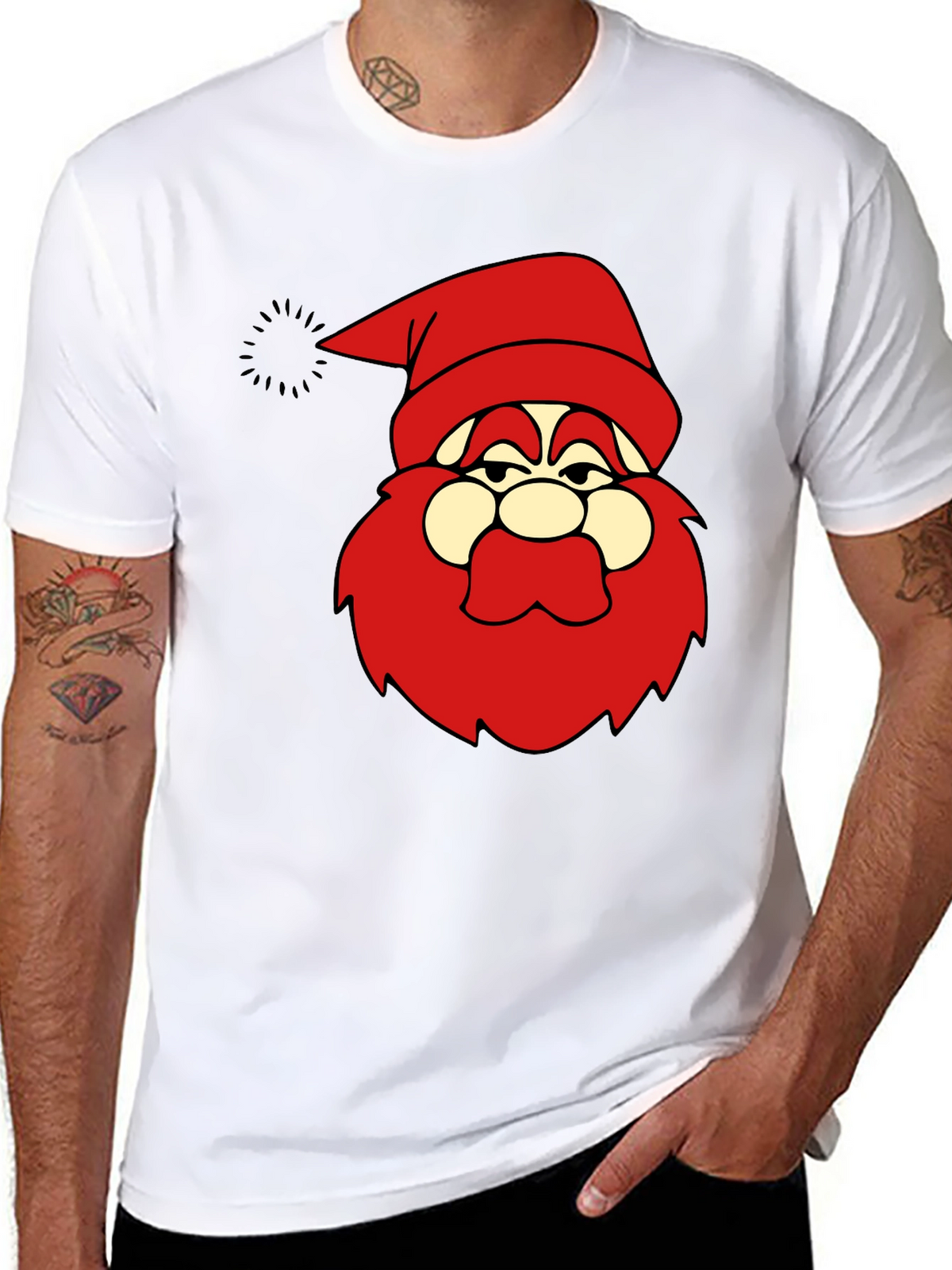 Funny Santa Graphic Black T-Shirt