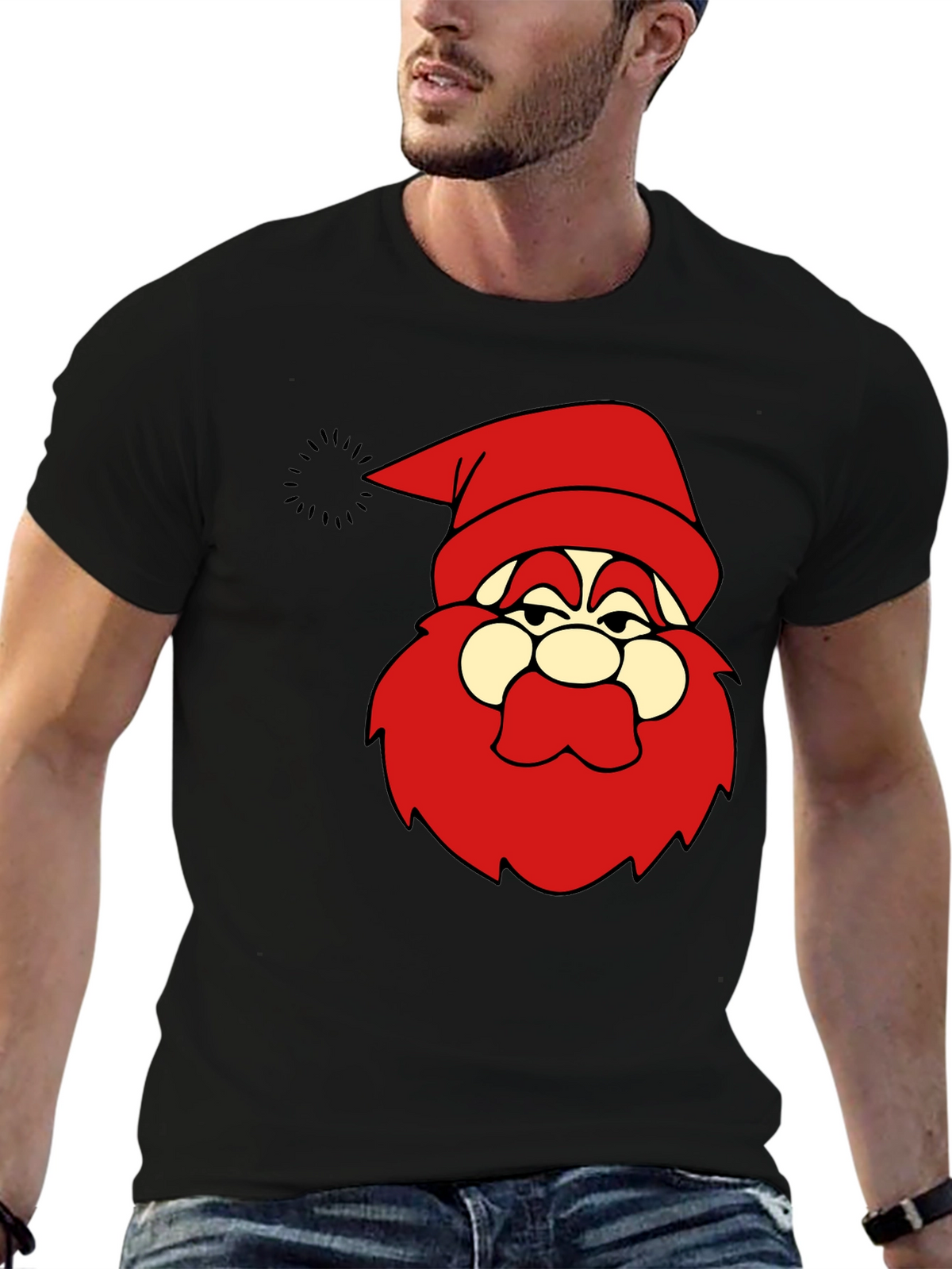 Funny Santa Graphic Black T-Shirt