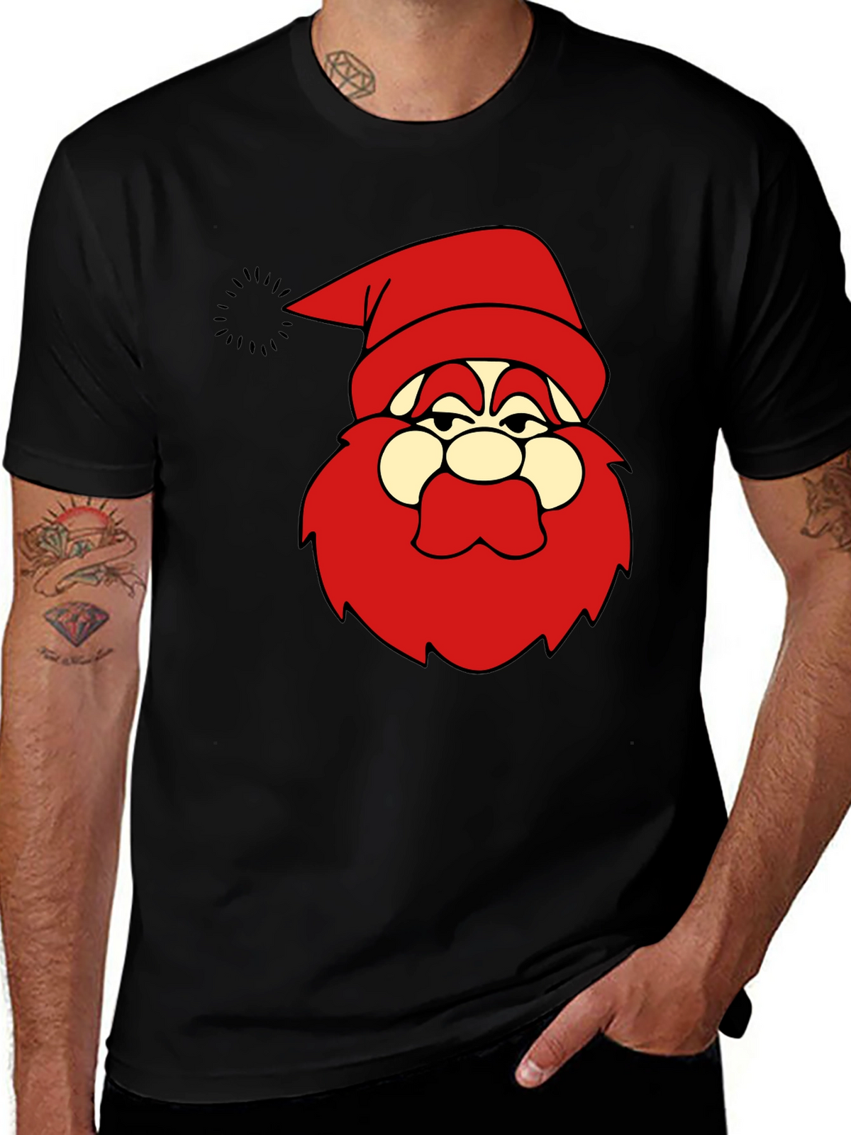 Funny Santa Graphic Black T-Shirt