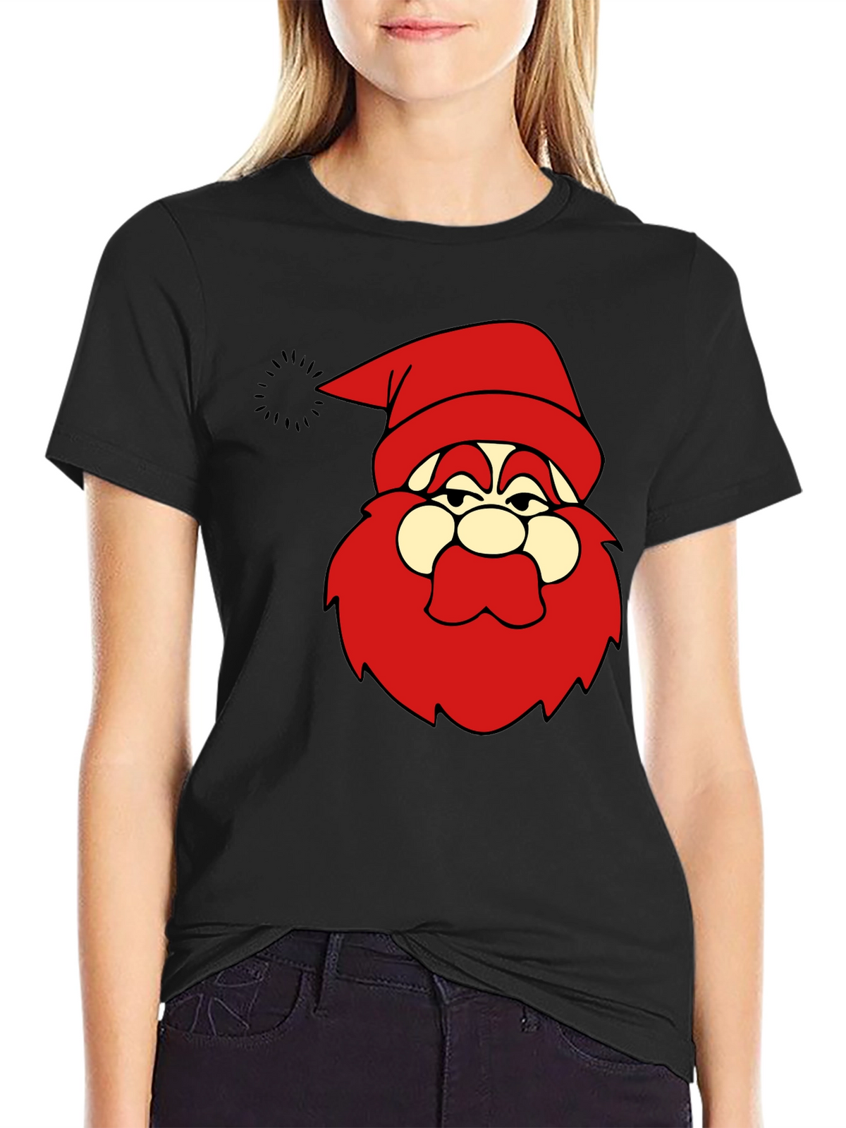 Funny Santa Graphic Black T-Shirt