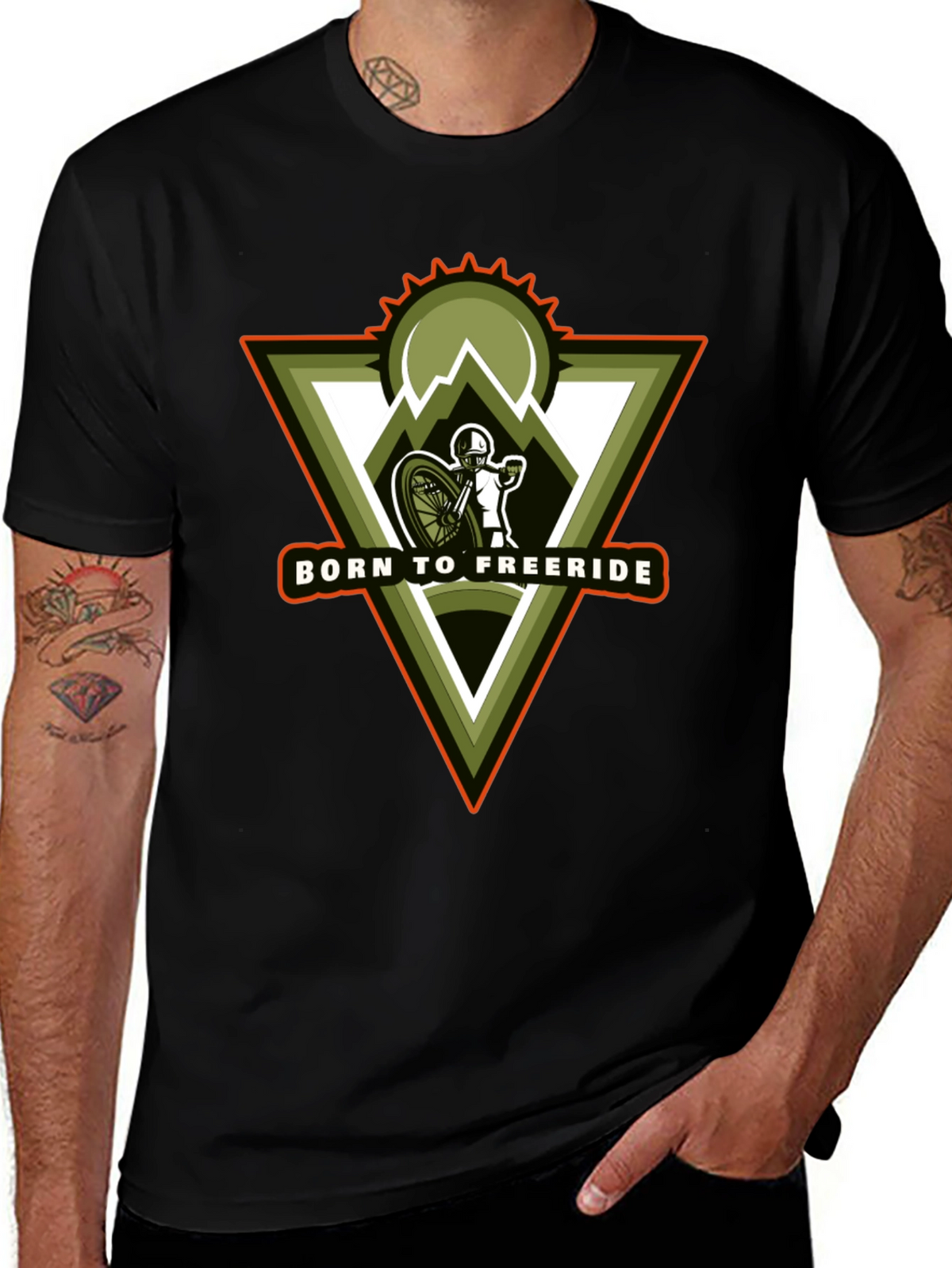 Born to Freeride Mountain Biker Black T-Shirt