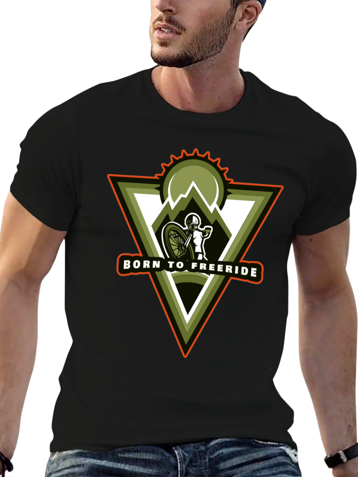 Born to Freeride Mountain Biker Black T-Shirt