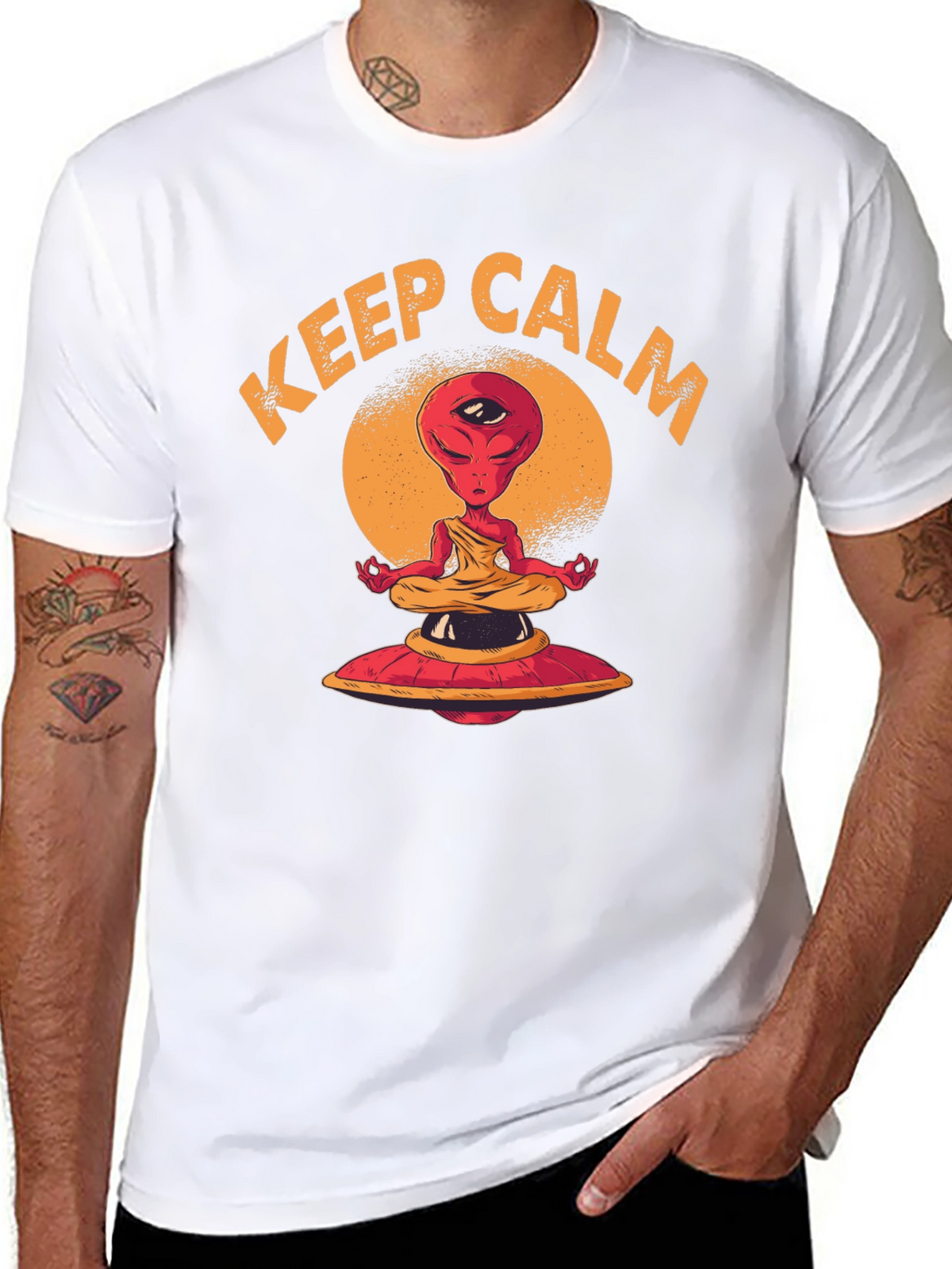 Keep Calm Meditating Alien UFO T-Shirt