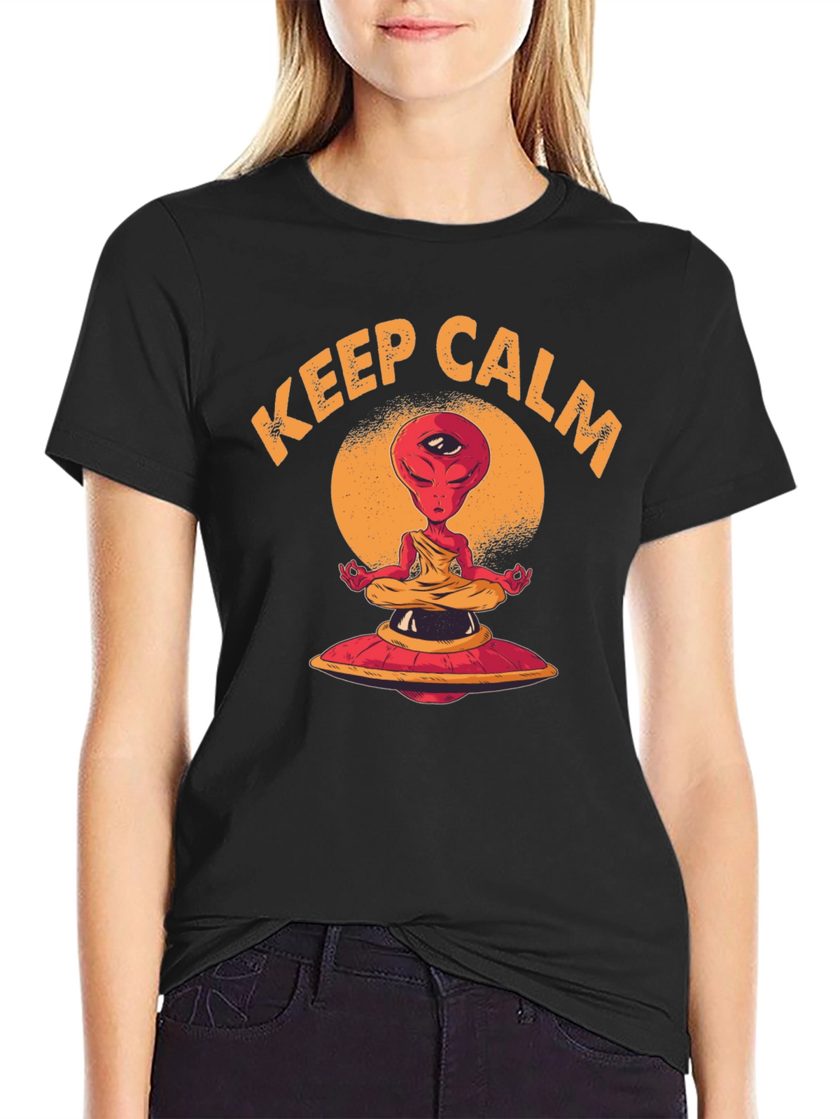 Keep Calm Meditating Alien UFO T-Shirt