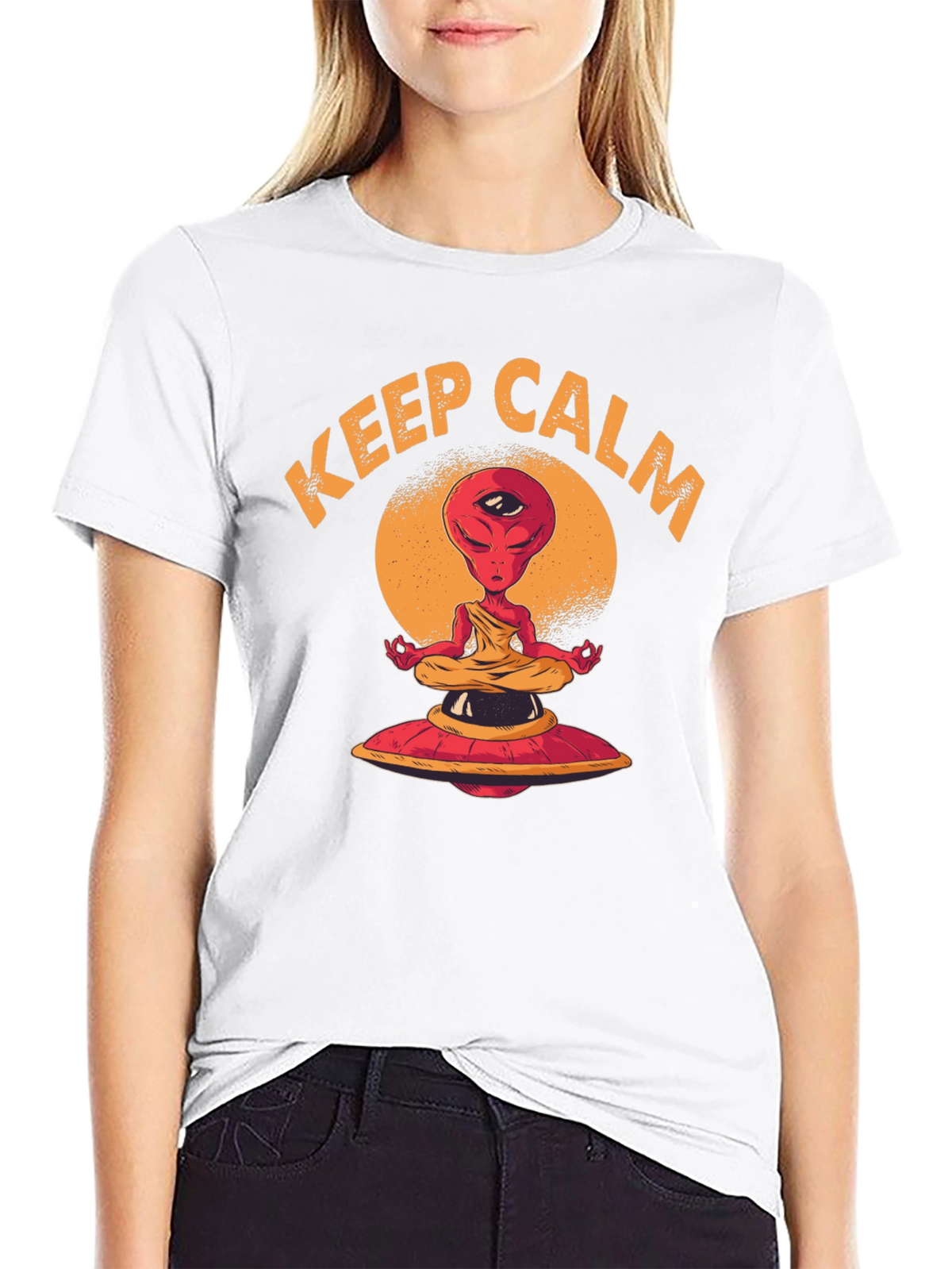 Keep Calm Meditating Alien UFO T-Shirt